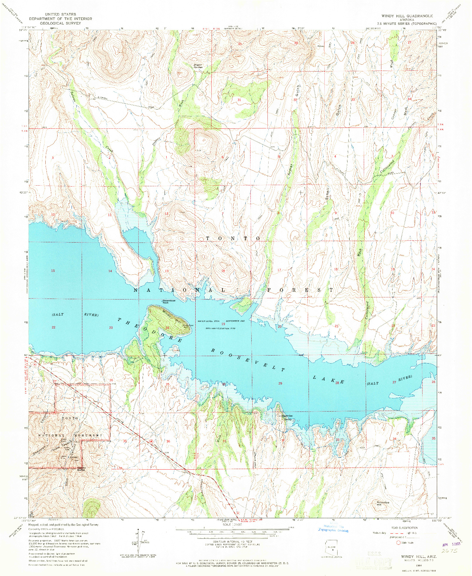 USGS 1:24000-SCALE QUADRANGLE FOR WINDY HILL, AZ 1964