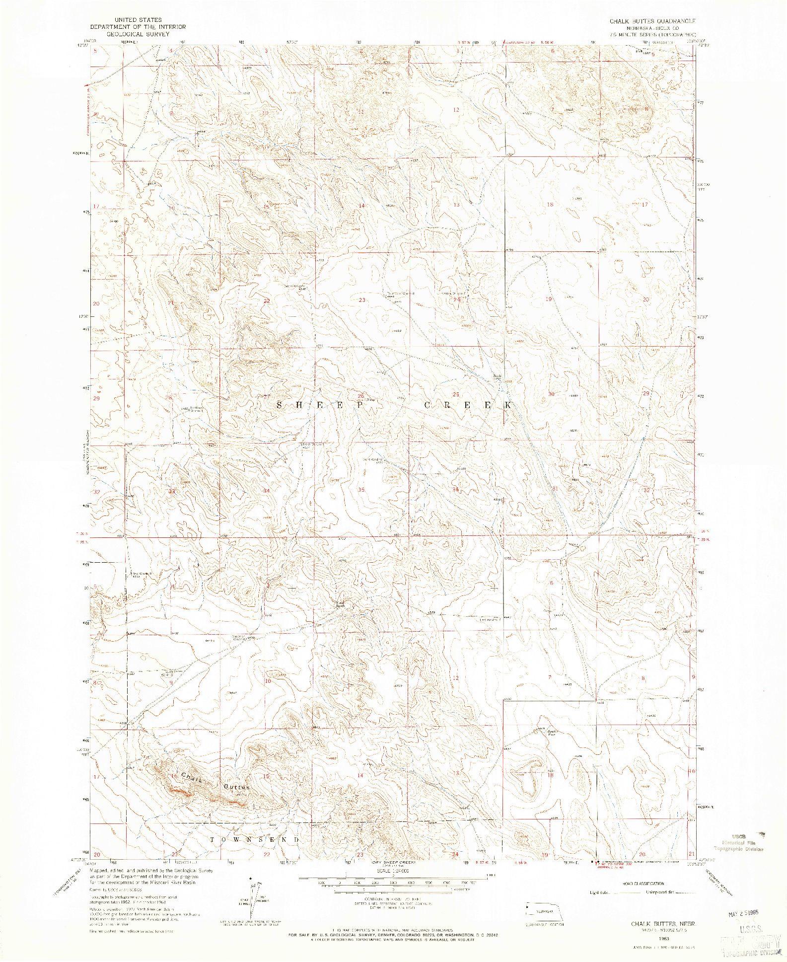 USGS 1:24000-SCALE QUADRANGLE FOR CHALK BUTTES, NE 1963