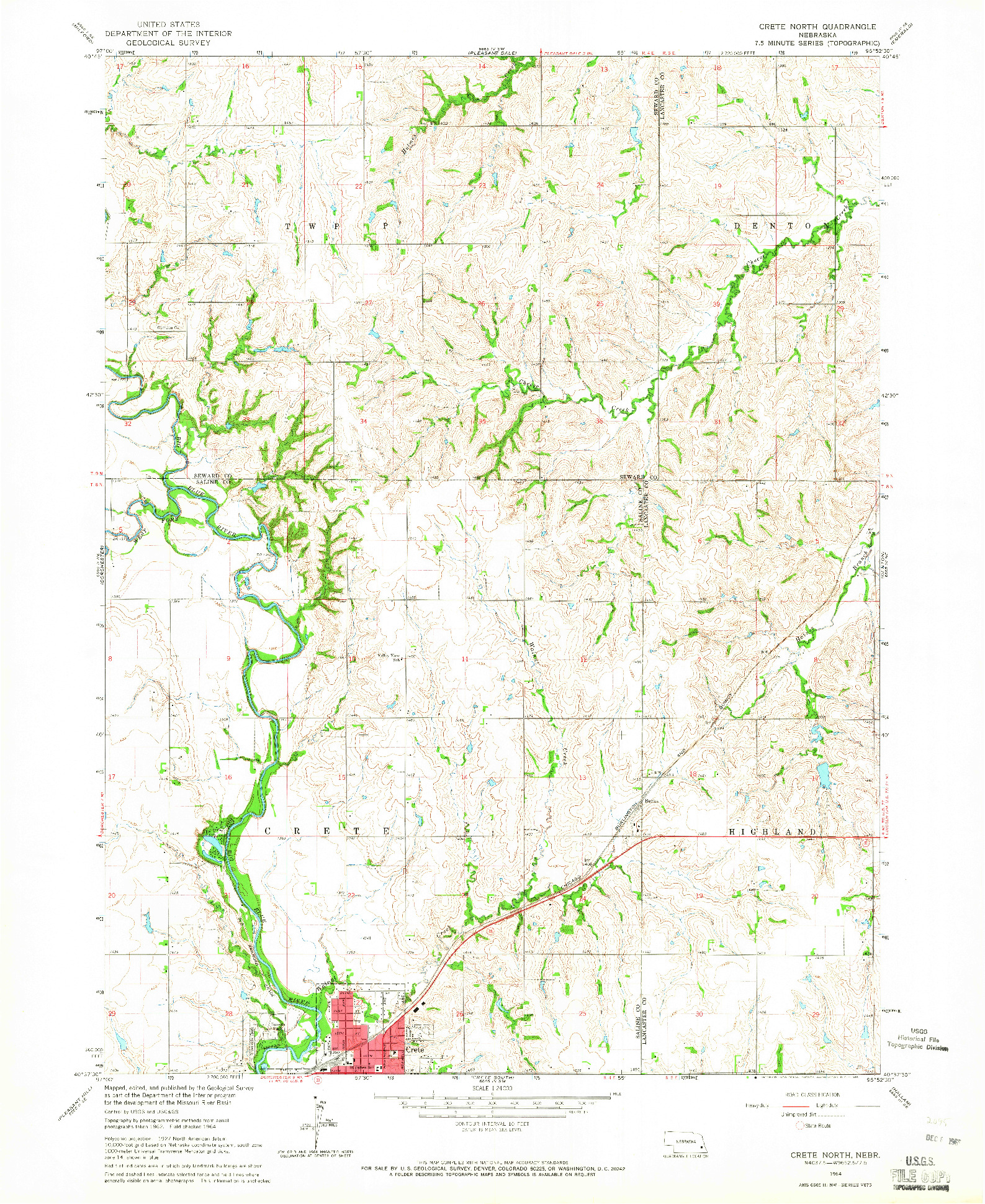 USGS 1:24000-SCALE QUADRANGLE FOR CRETE NORTH, NE 1964