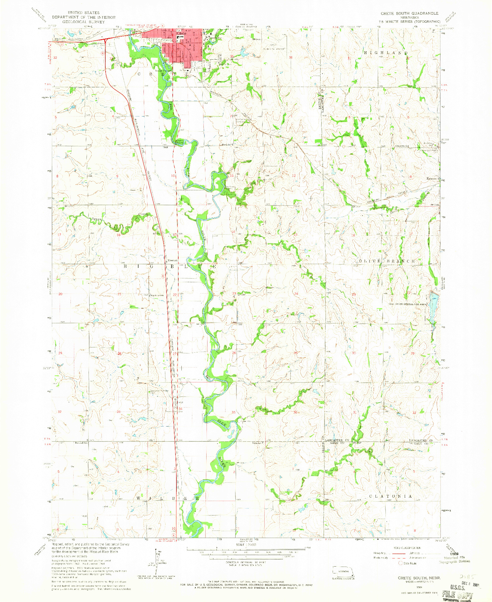 USGS 1:24000-SCALE QUADRANGLE FOR CRETE SOUTH, NE 1964