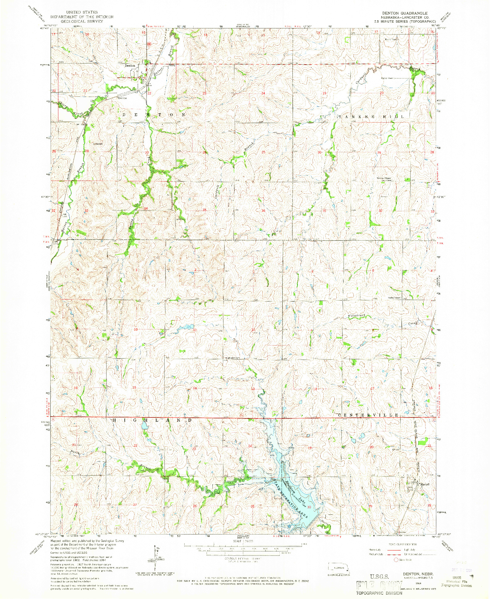 USGS 1:24000-SCALE QUADRANGLE FOR DENTON, NE 1964