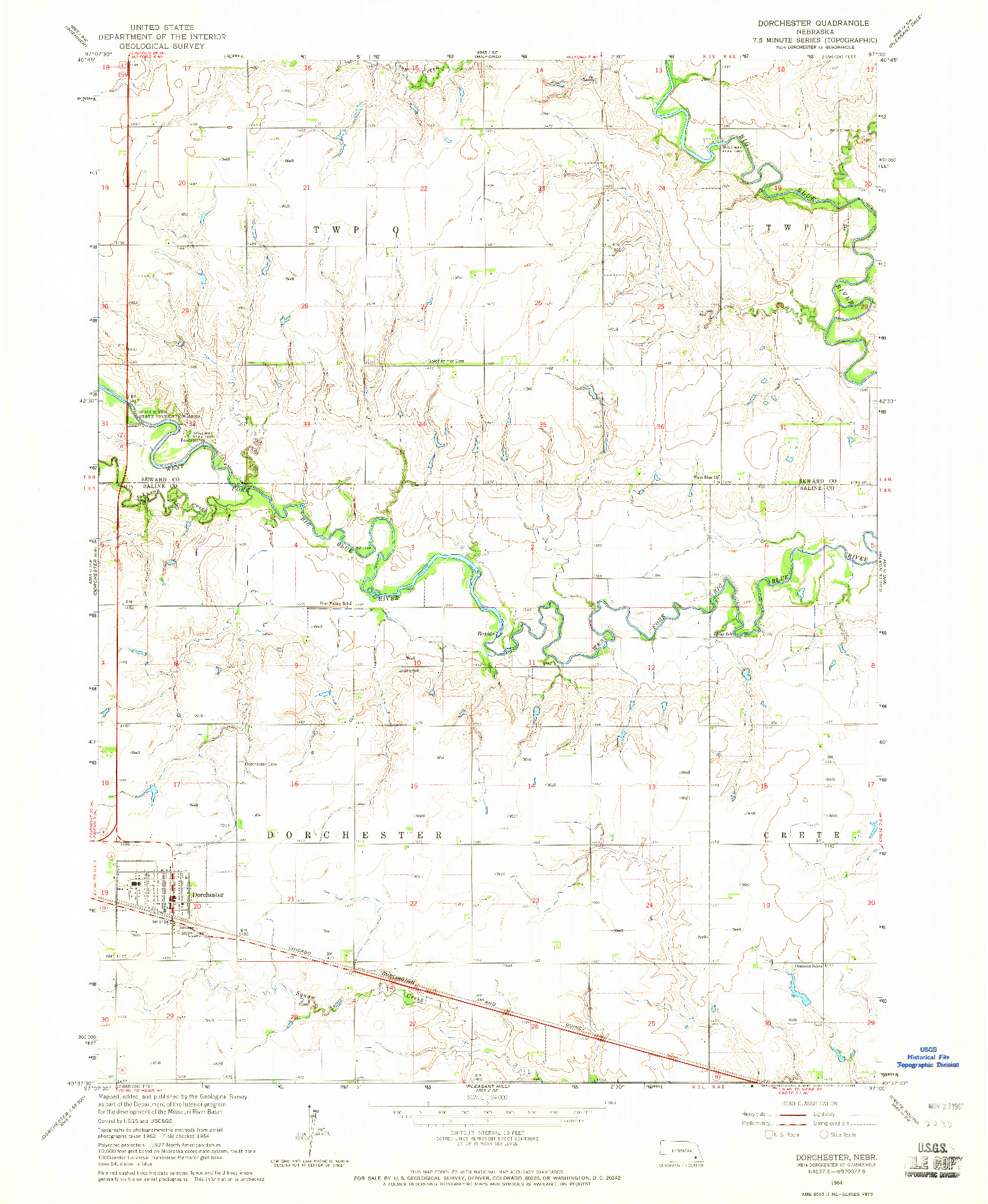 USGS 1:24000-SCALE QUADRANGLE FOR DORCHESTER, NE 1964