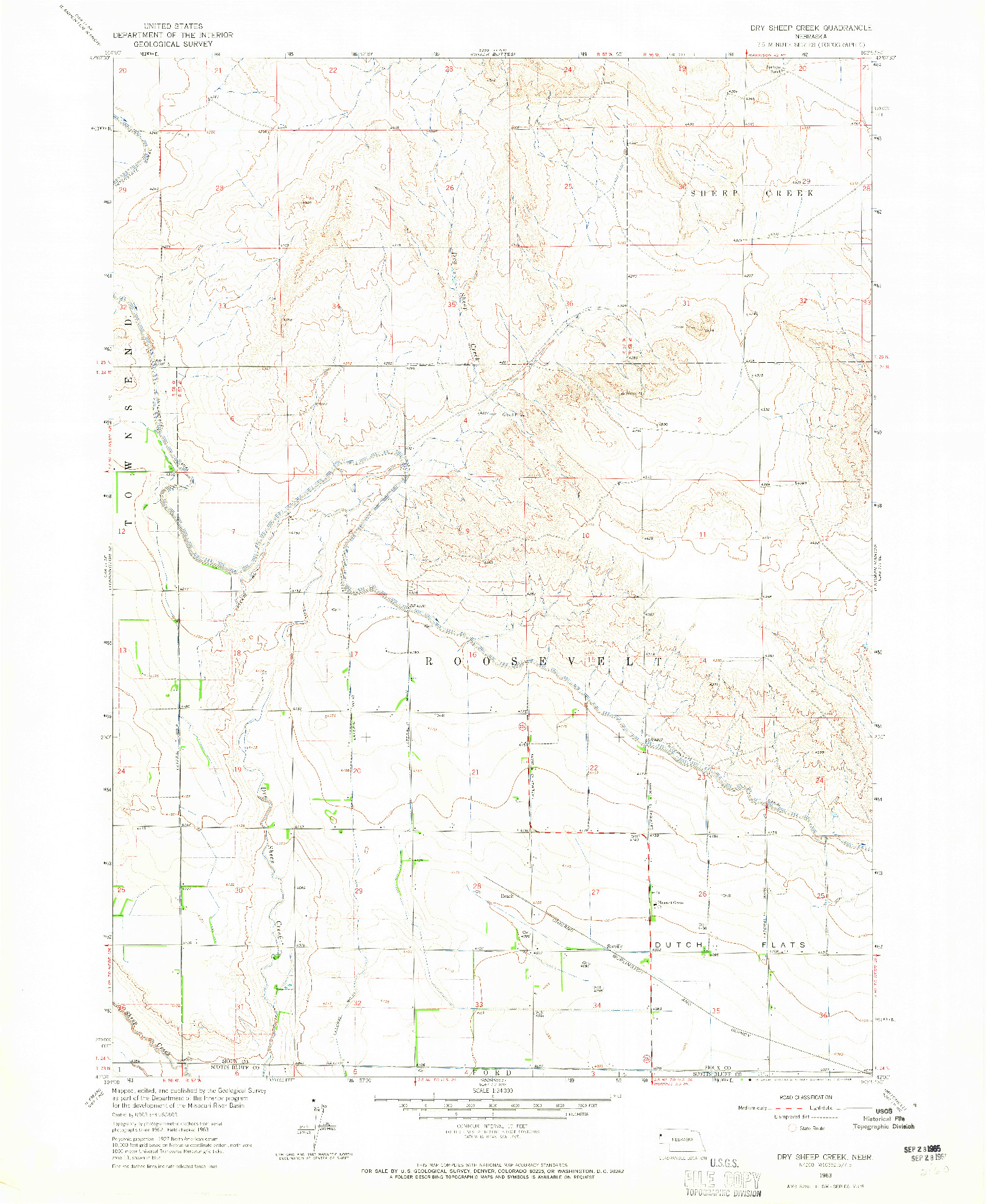 USGS 1:24000-SCALE QUADRANGLE FOR DRY SHEEP CREEK, NE 1963