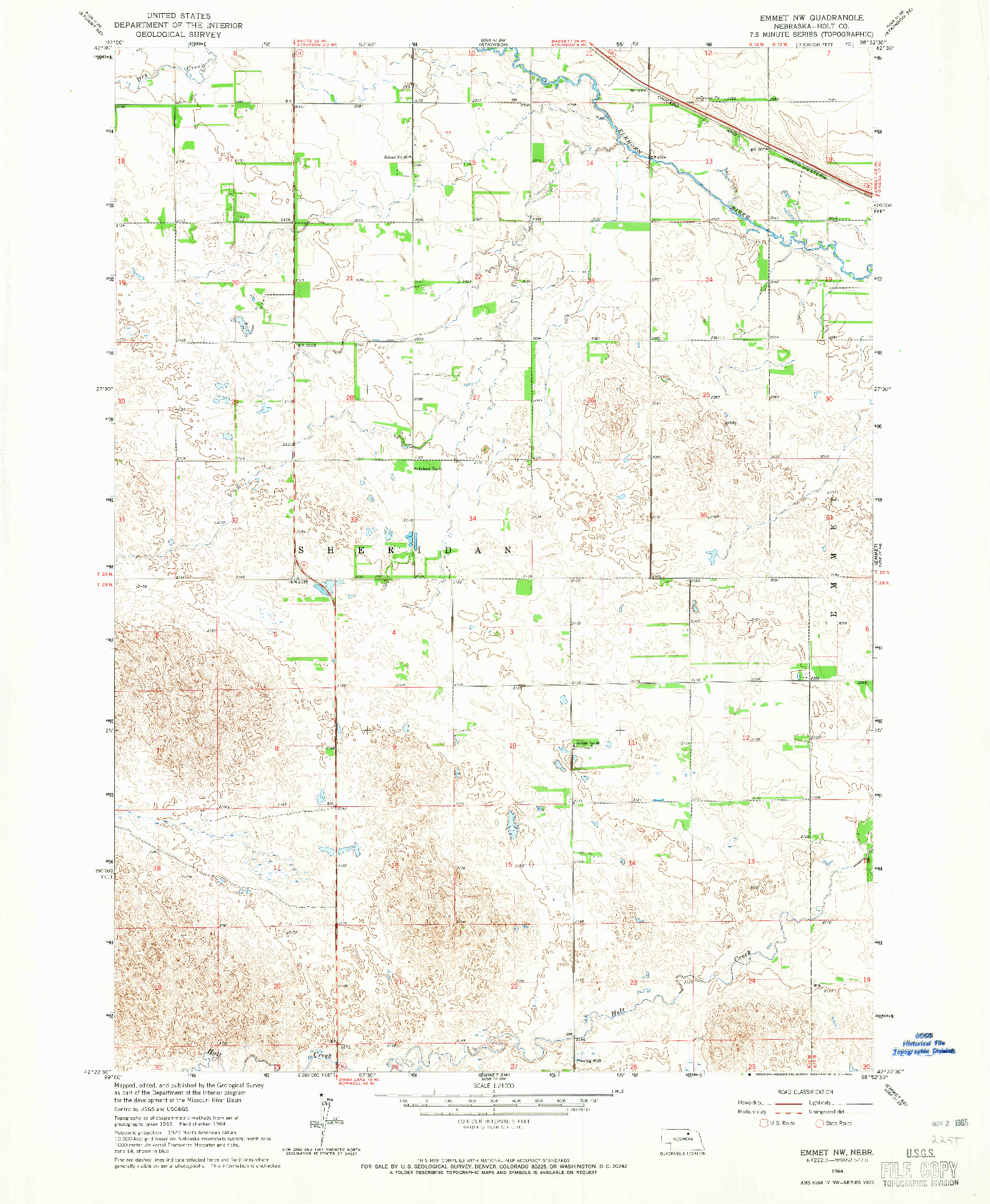 USGS 1:24000-SCALE QUADRANGLE FOR EMMET NW, NE 1964