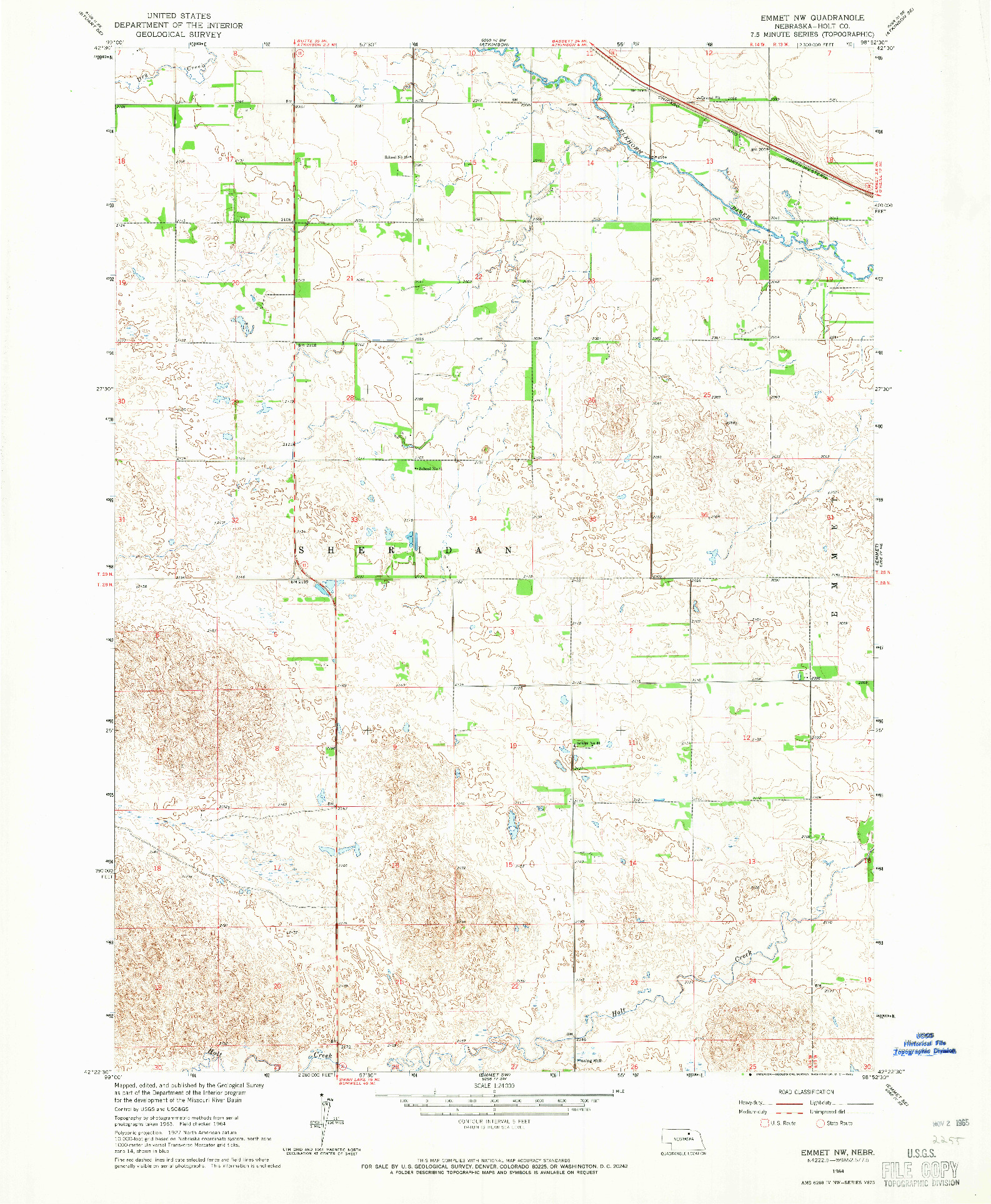USGS 1:24000-SCALE QUADRANGLE FOR EMMET NW, NE 1964