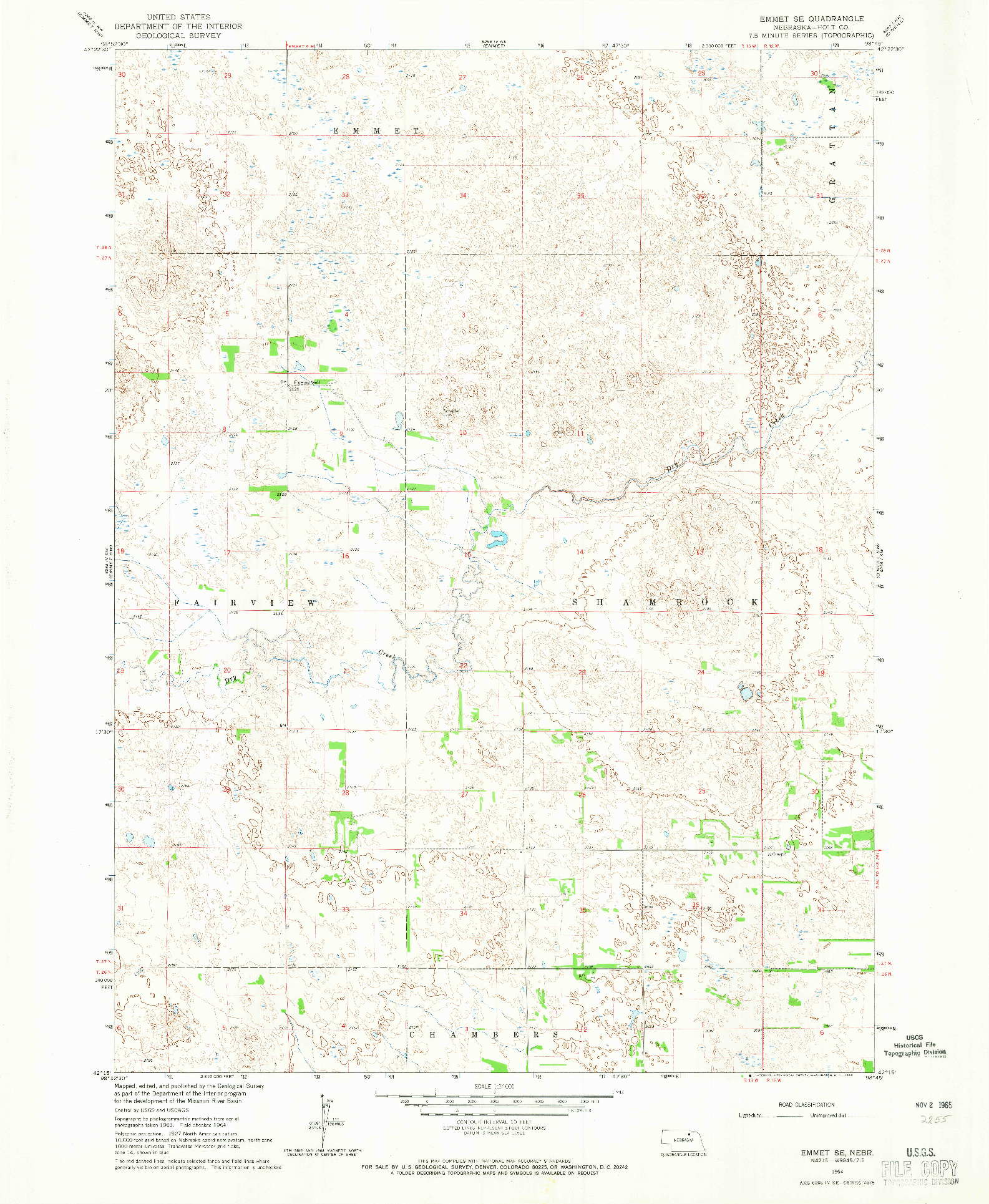 USGS 1:24000-SCALE QUADRANGLE FOR EMMET SE, NE 1964