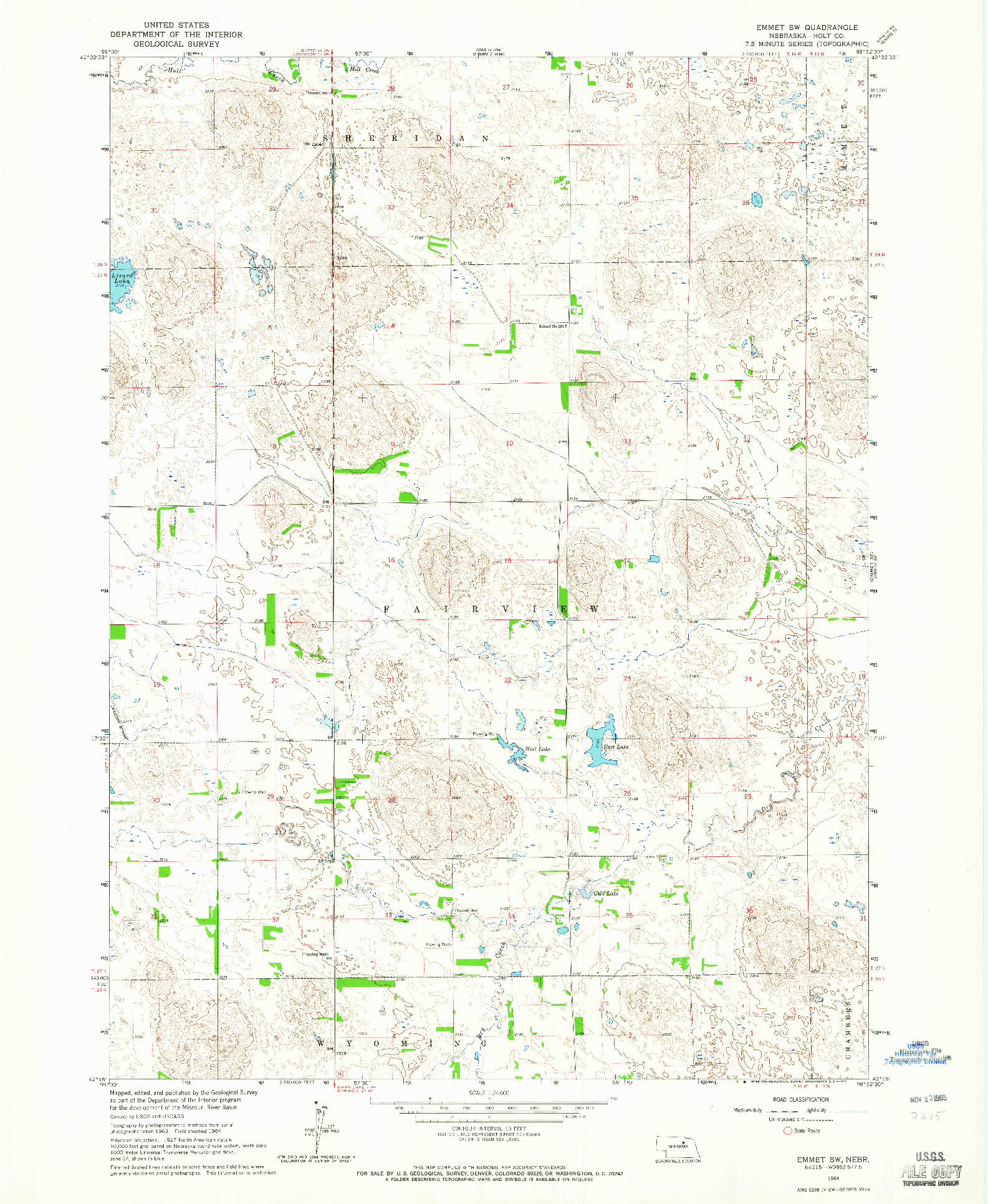 USGS 1:24000-SCALE QUADRANGLE FOR EMMET SW, NE 1964