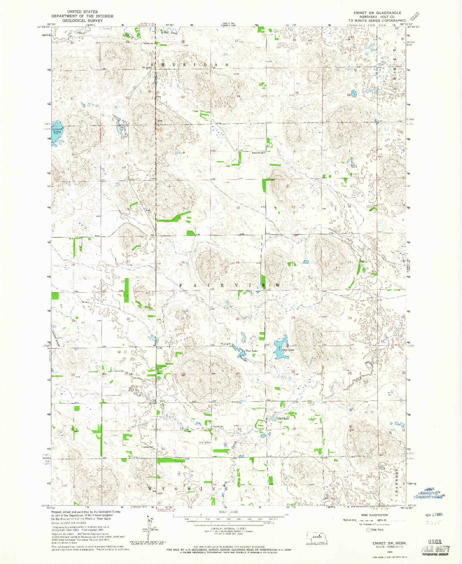 USGS 1:24000-SCALE QUADRANGLE FOR EMMET SW, NE 1964