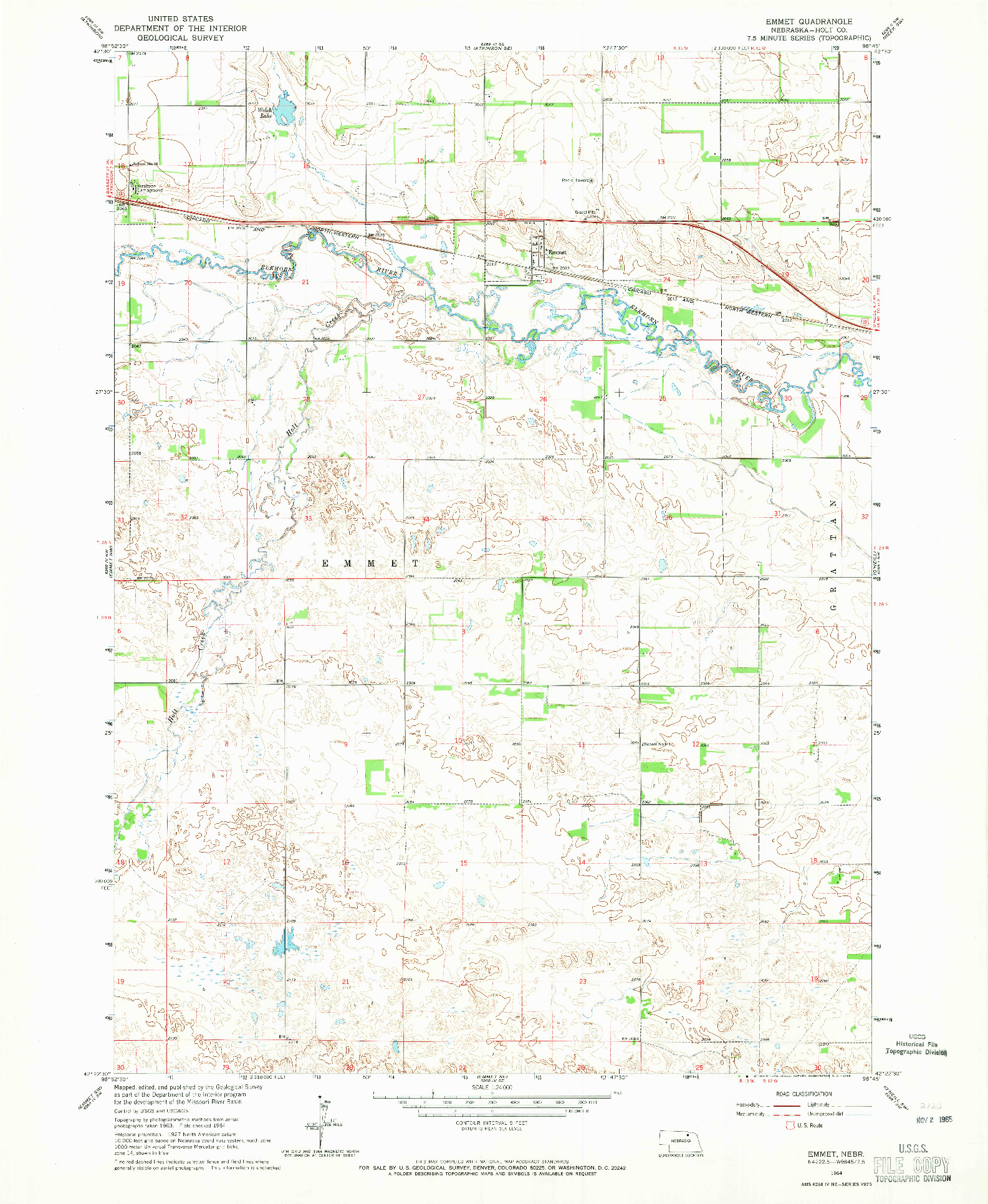 USGS 1:24000-SCALE QUADRANGLE FOR EMMET, NE 1964