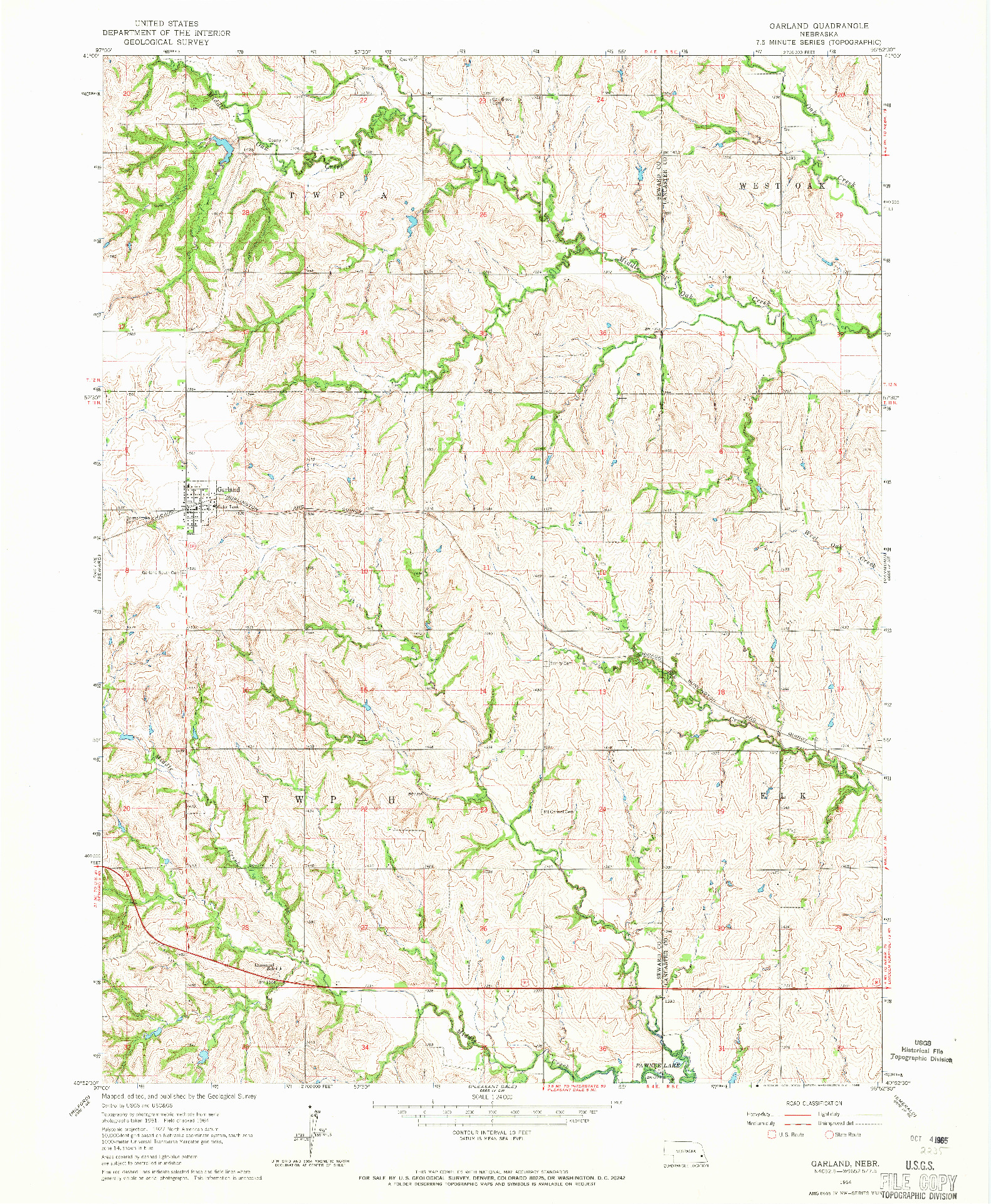 USGS 1:24000-SCALE QUADRANGLE FOR GARLAND, NE 1964