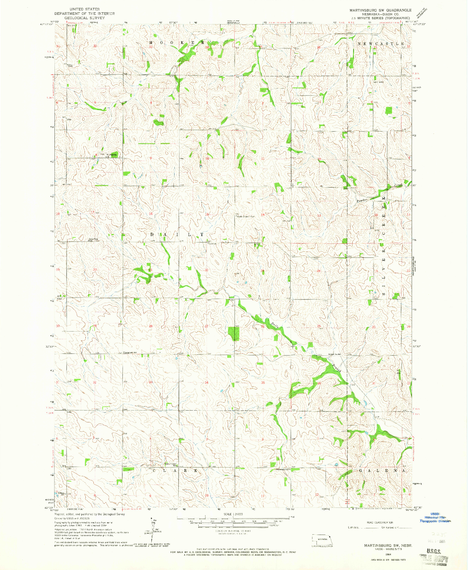 USGS 1:24000-SCALE QUADRANGLE FOR MARTINSBURG SW, NE 1964