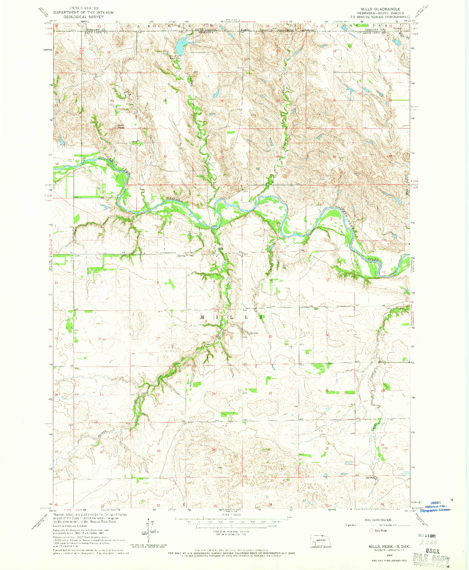 USGS 1:24000-SCALE QUADRANGLE FOR MILLS, NE 1964