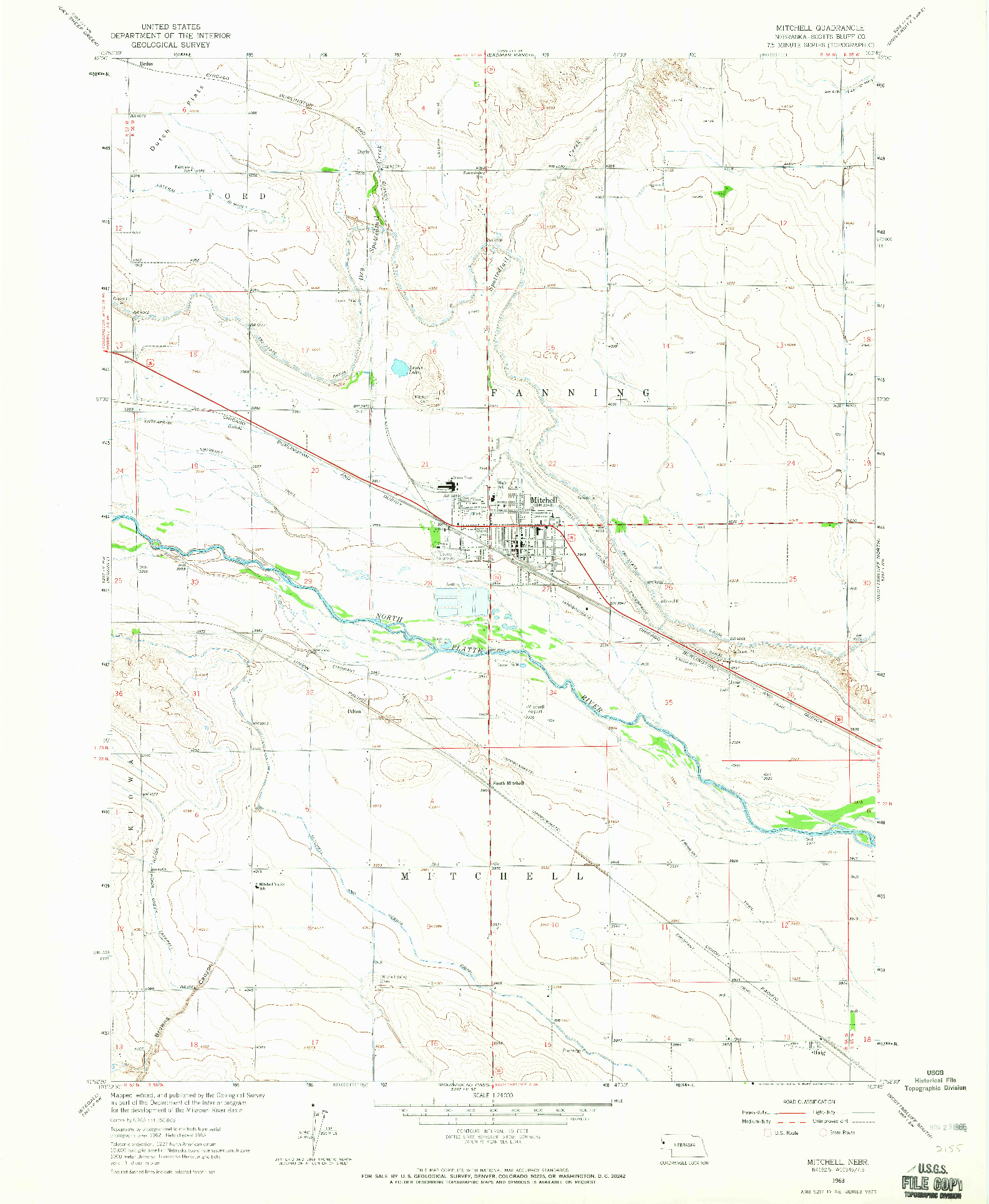 USGS 1:24000-SCALE QUADRANGLE FOR MITCHELL, NE 1963