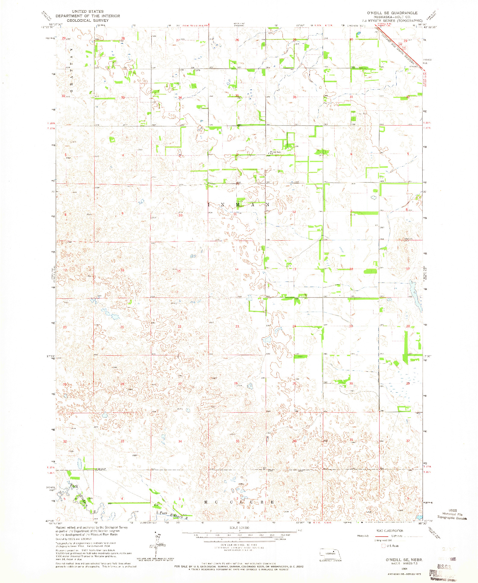 USGS 1:24000-SCALE QUADRANGLE FOR O'NEILL SE, NE 1964