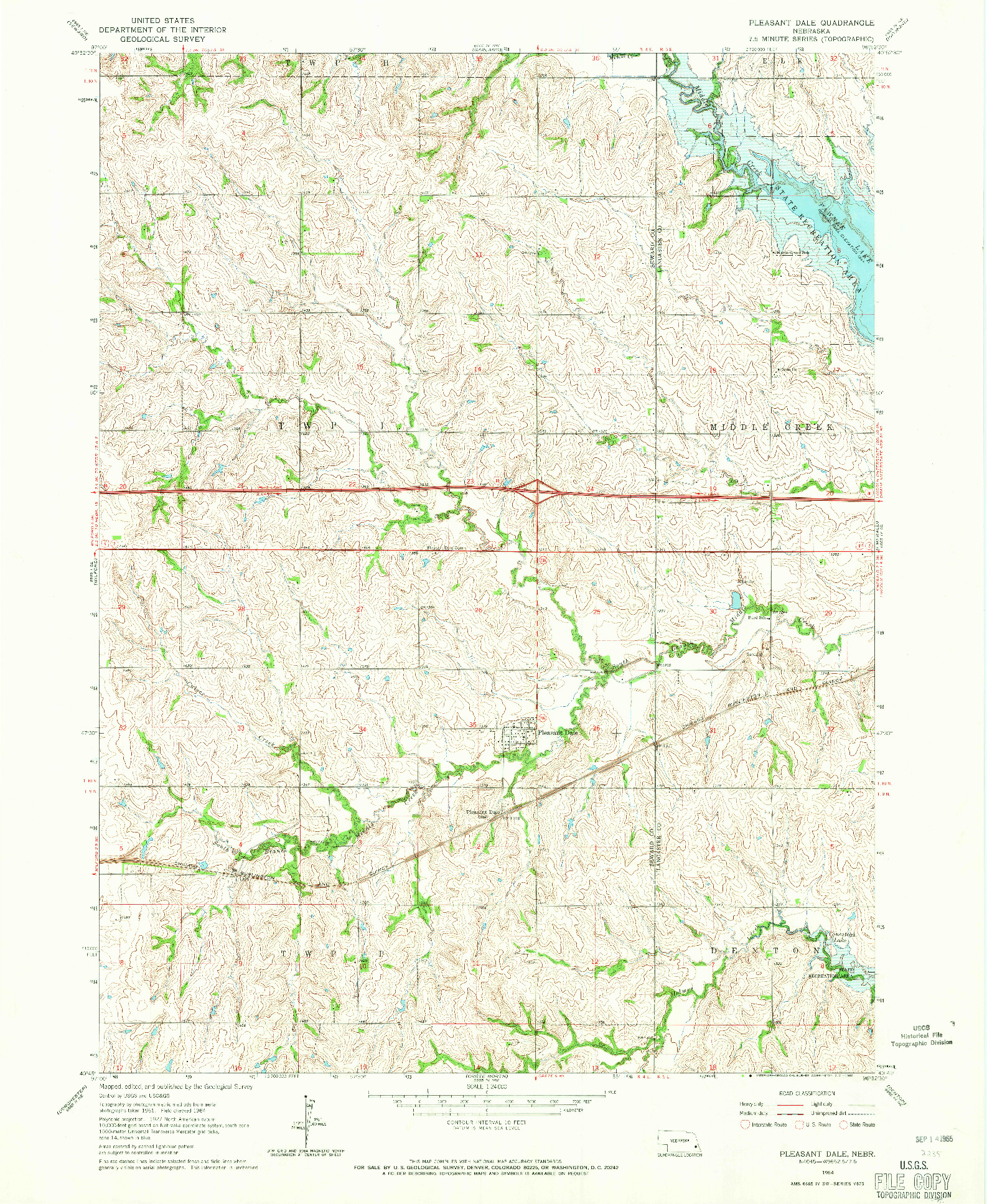 USGS 1:24000-SCALE QUADRANGLE FOR PLEASANT DALE, NE 1964