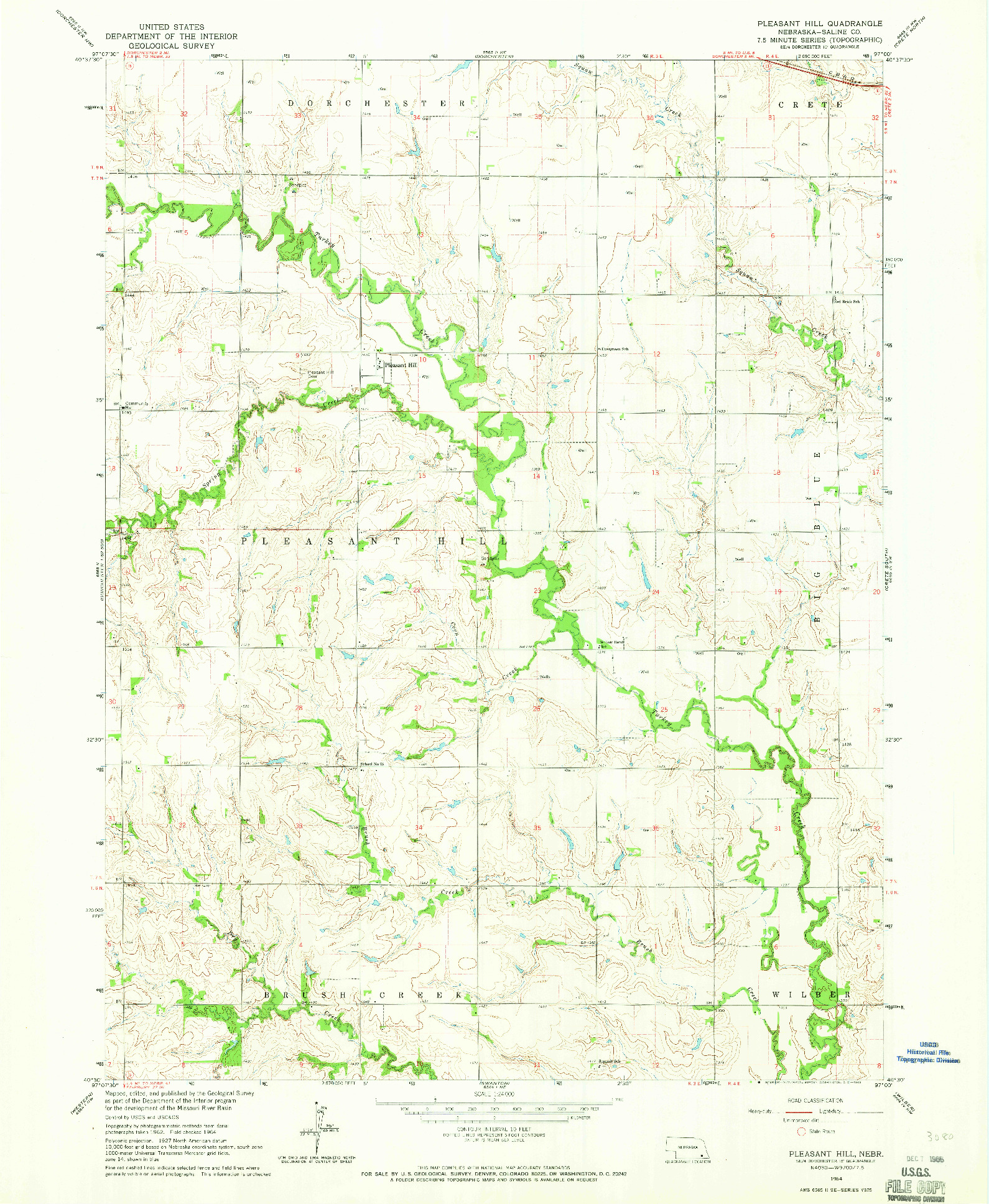 USGS 1:24000-SCALE QUADRANGLE FOR PLEASANT HILL, NE 1964