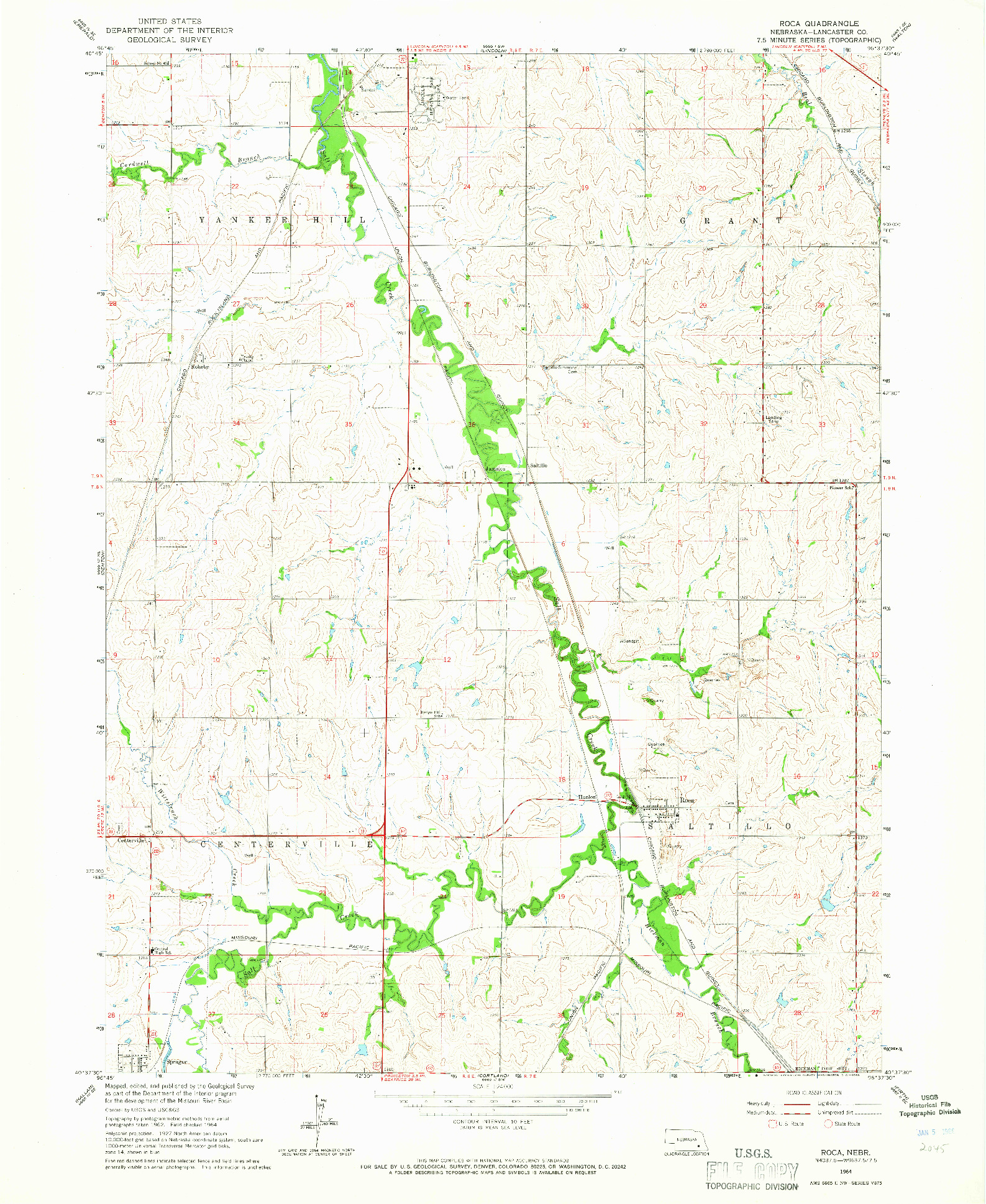 USGS 1:24000-SCALE QUADRANGLE FOR ROCA, NE 1964