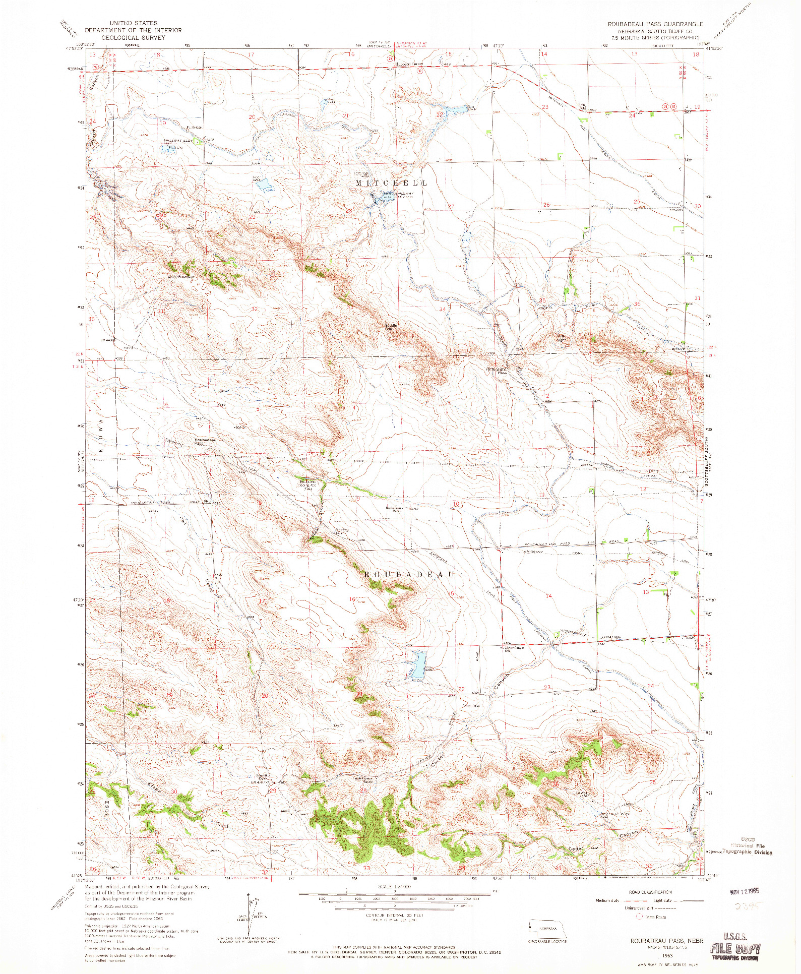 USGS 1:24000-SCALE QUADRANGLE FOR ROUBADEAU PASS, NE 1963