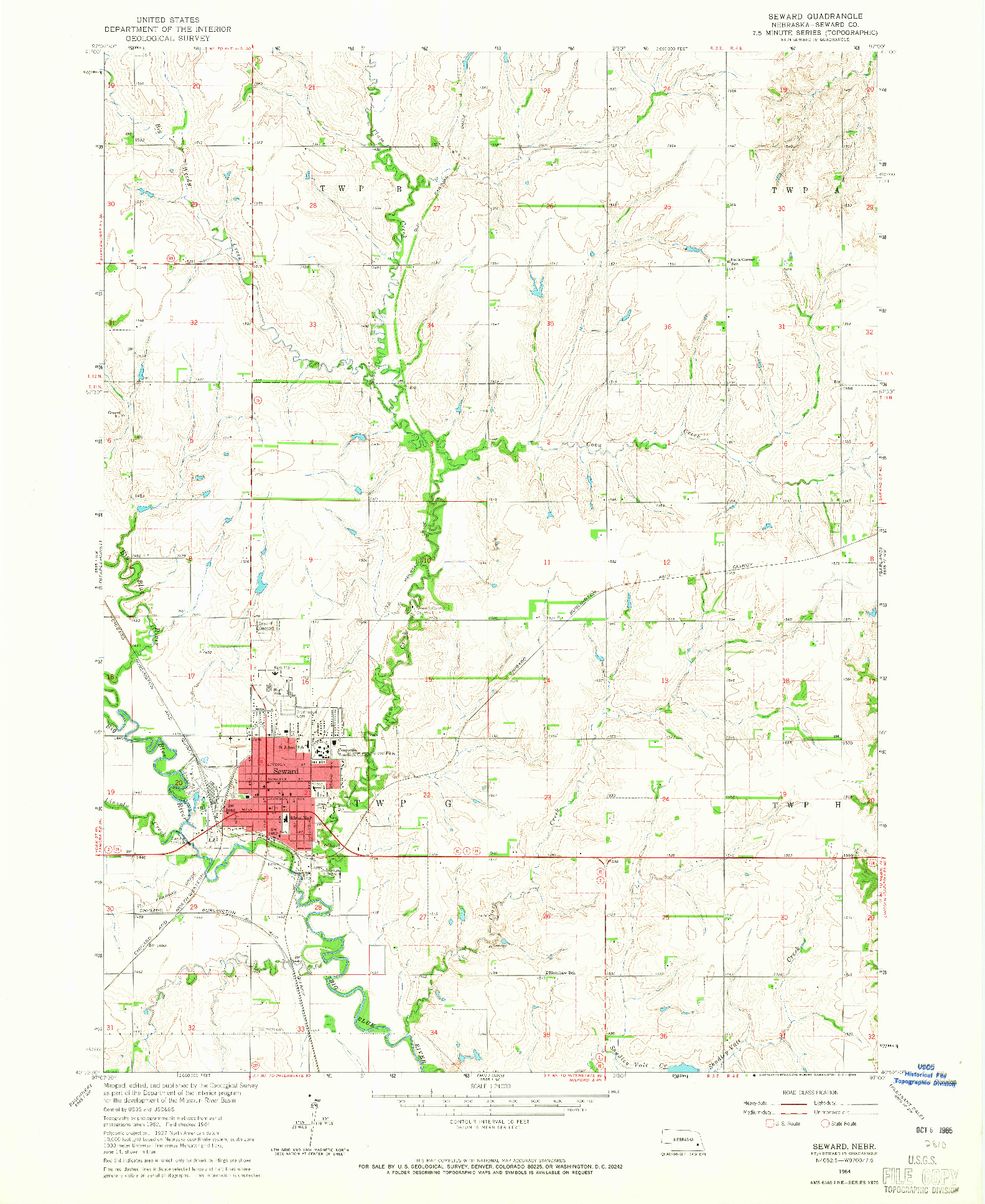 USGS 1:24000-SCALE QUADRANGLE FOR SEWARD, NE 1964