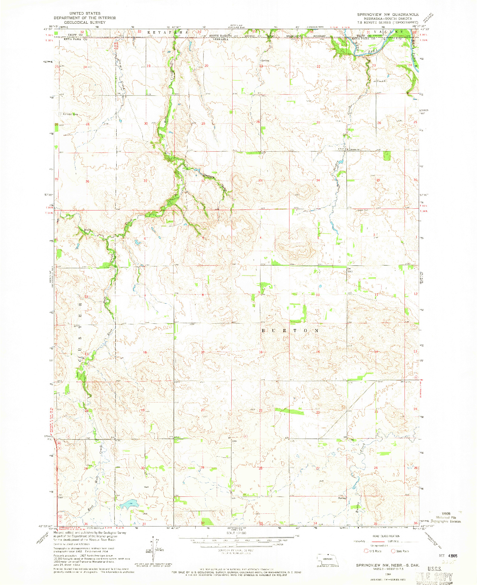 USGS 1:24000-SCALE QUADRANGLE FOR SPRINGVIEW NW, NE 1964