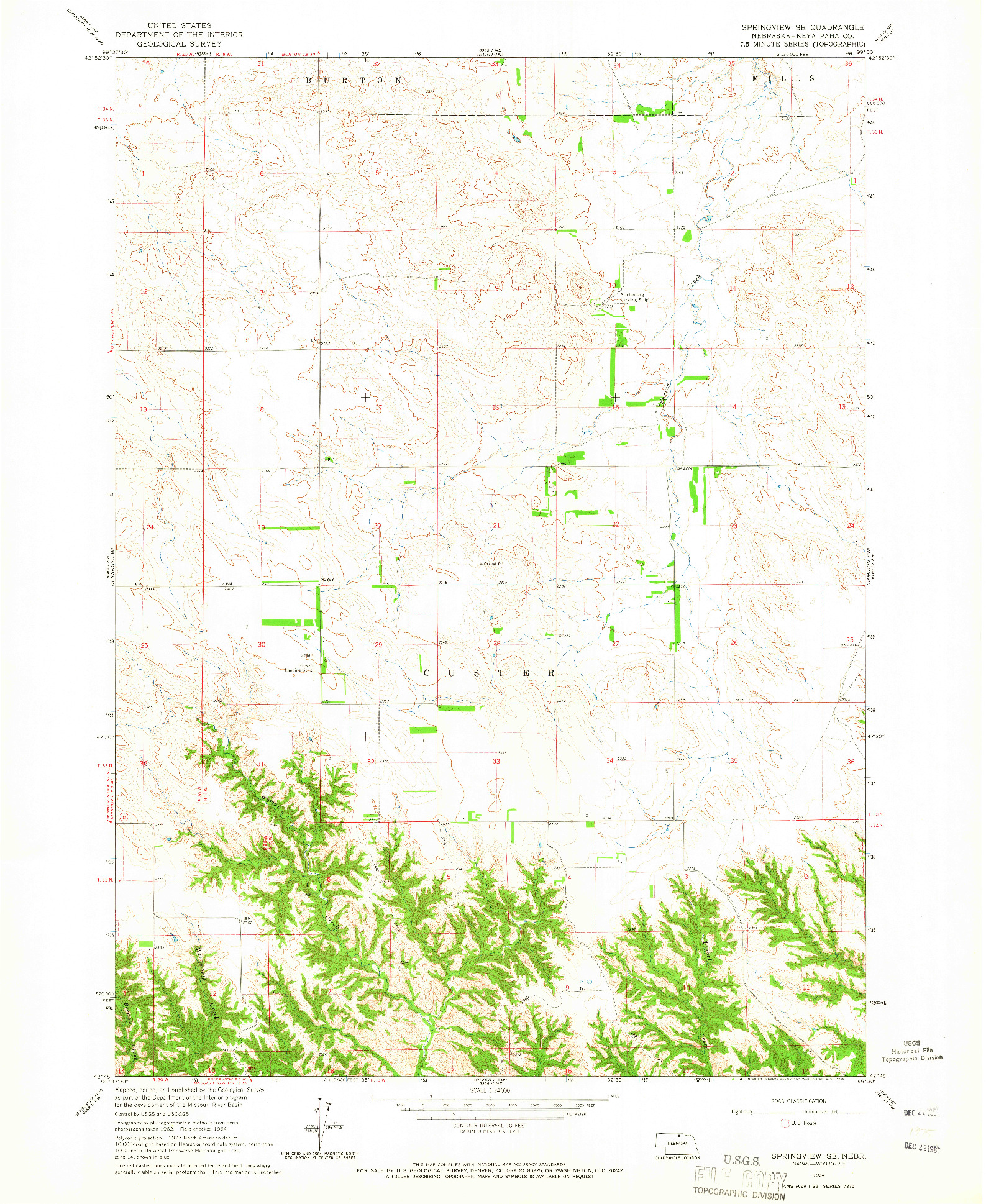 USGS 1:24000-SCALE QUADRANGLE FOR SPRINGVIEW SE, NE 1964