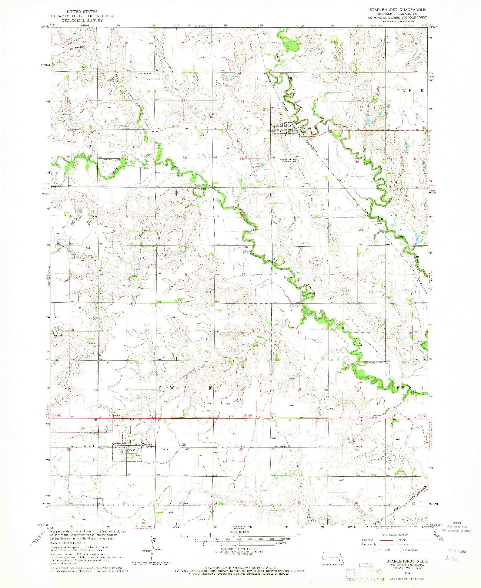 USGS 1:24000-SCALE QUADRANGLE FOR STAPLEHURST, NE 1964