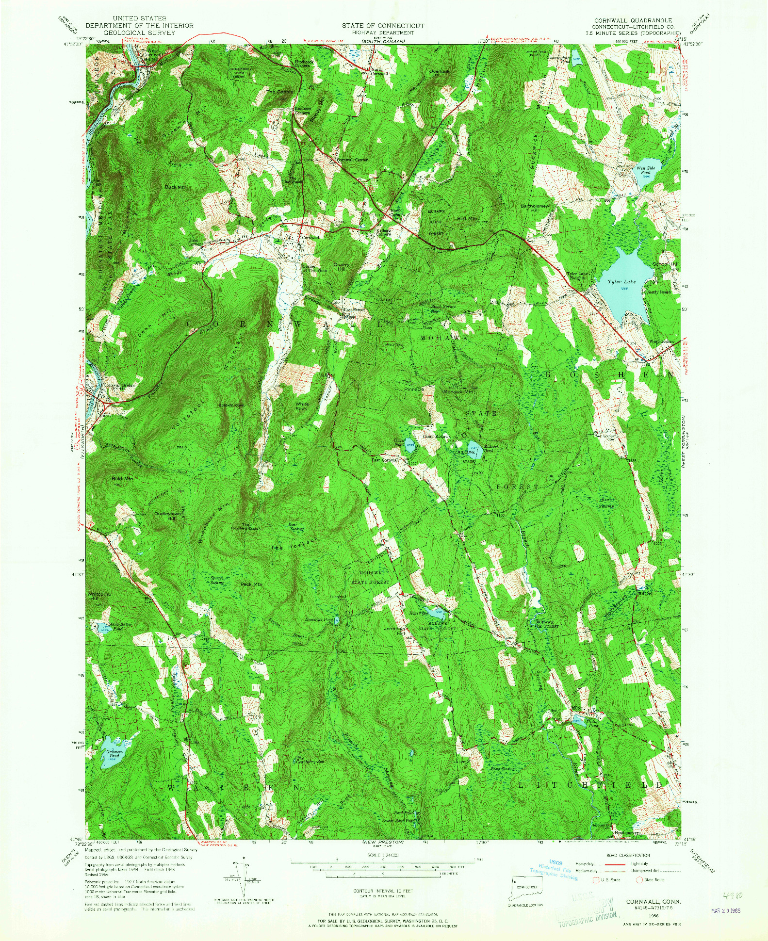 USGS 1:24000-SCALE QUADRANGLE FOR CORNWALL, CT 1956