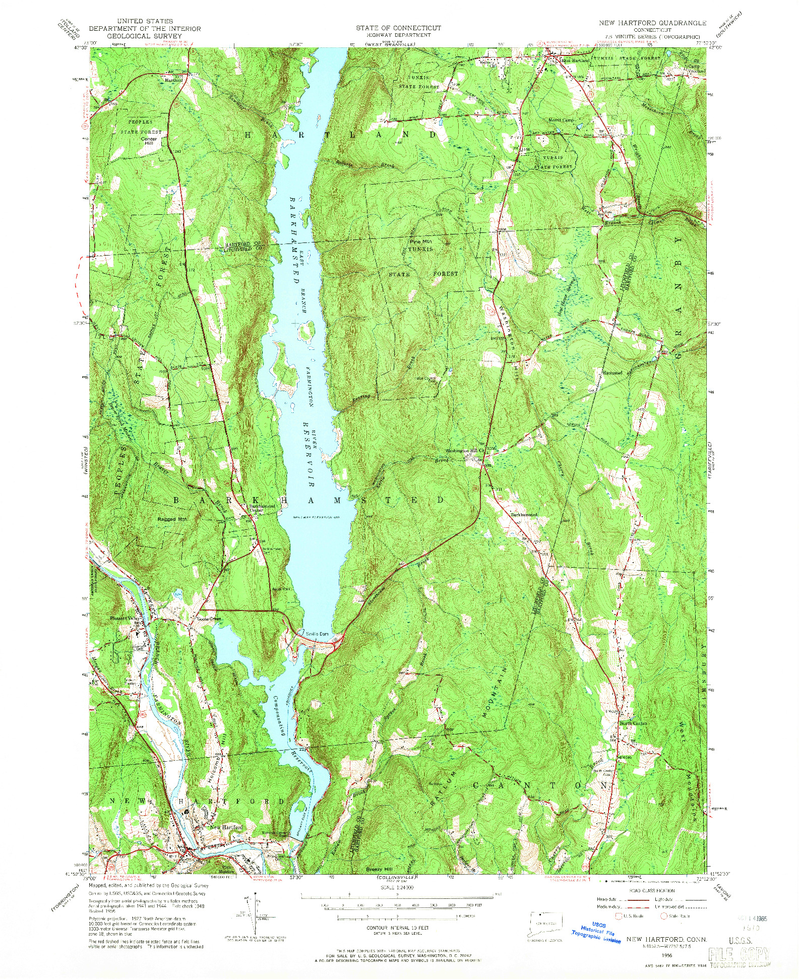 USGS 1:24000-SCALE QUADRANGLE FOR NEW HARTFORD, CT 1956