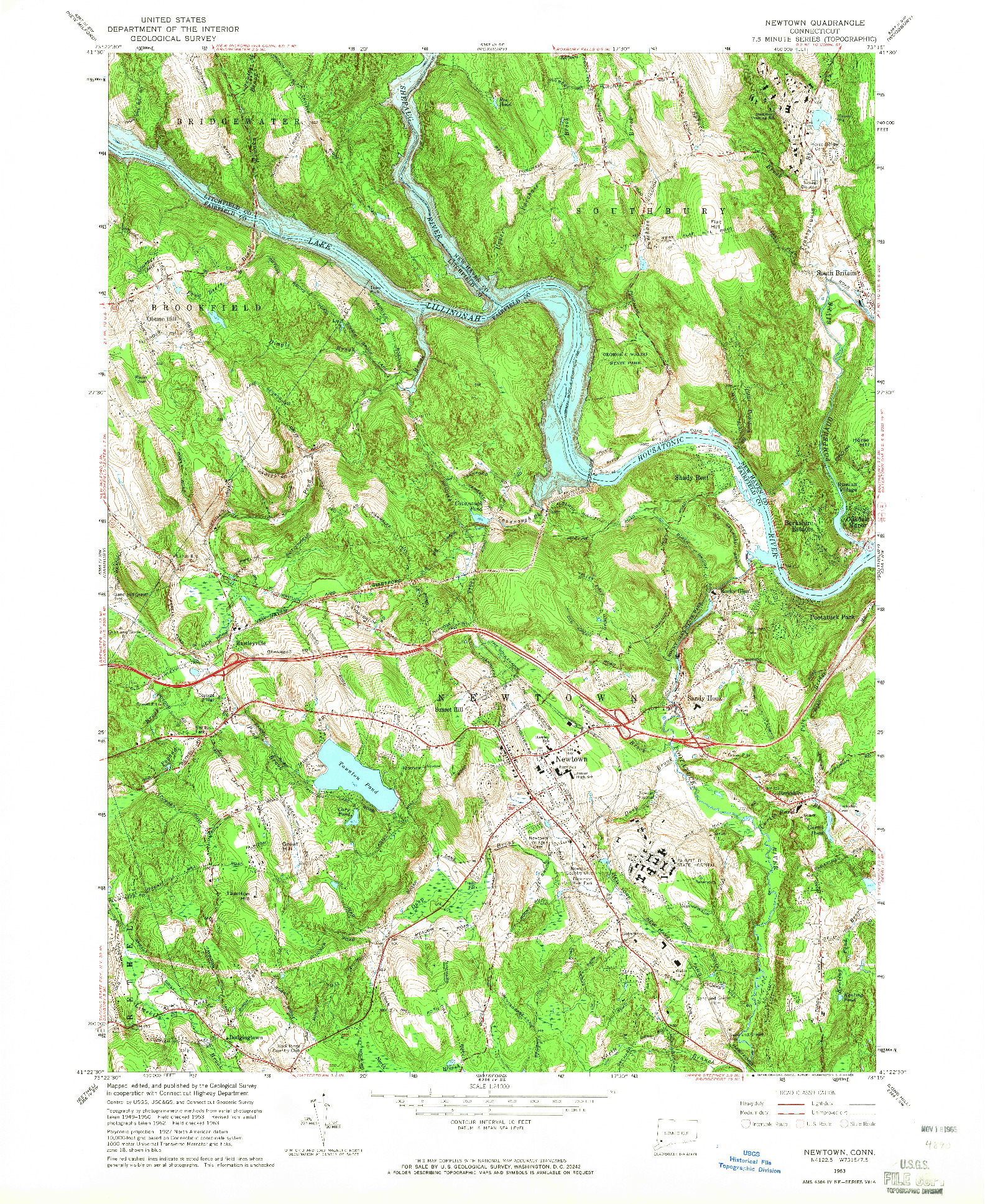 USGS 1:24000-SCALE QUADRANGLE FOR NEWTOWN, CT 1963