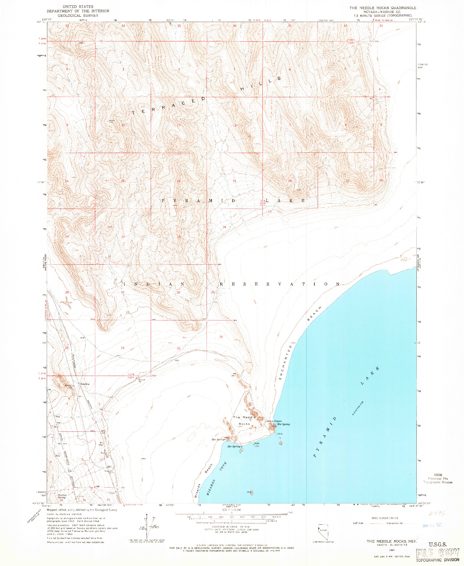 USGS 1:24000-SCALE QUADRANGLE FOR THE NEEDLE ROCKS, NV 1964