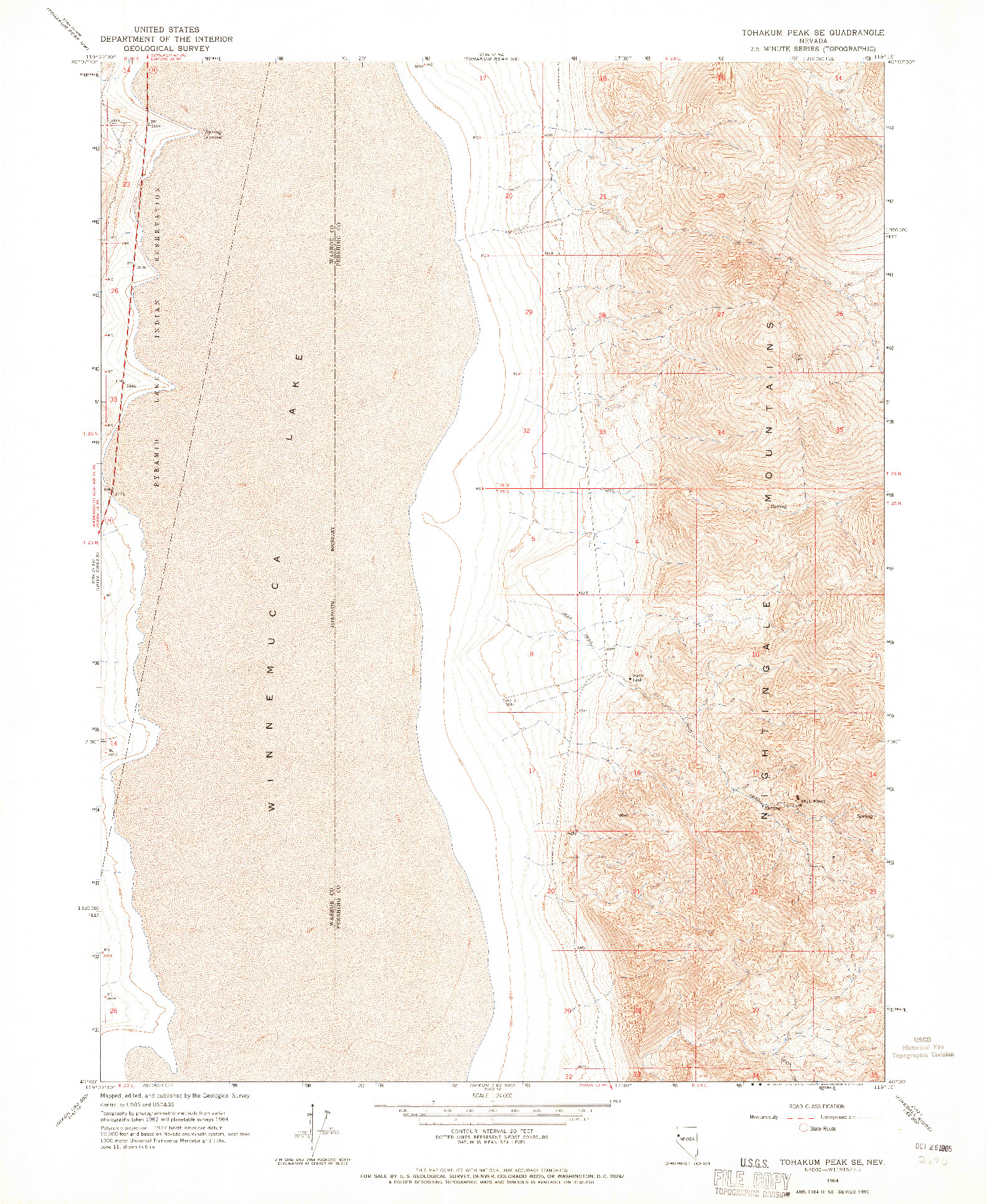 USGS 1:24000-SCALE QUADRANGLE FOR TOHAKUM PEAK SE, NV 1964
