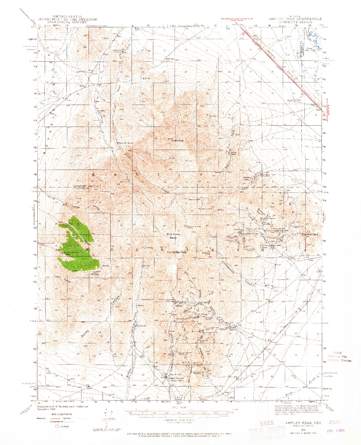 USGS 1:62500-SCALE QUADRANGLE FOR ANTLER PEAK, NV 1940