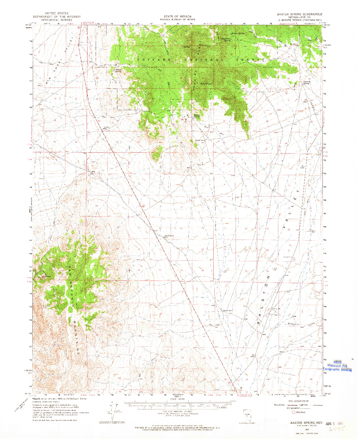 USGS 1:62500-SCALE QUADRANGLE FOR BAXTER SPRING, NV 1963