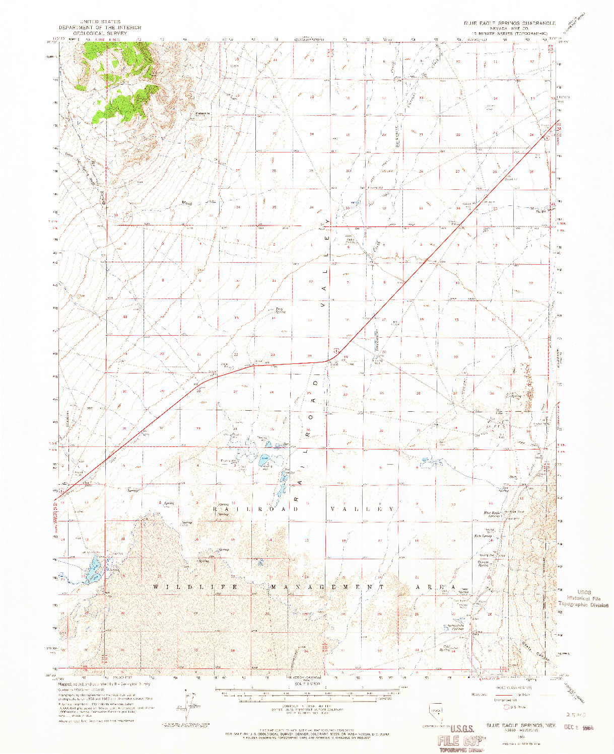 USGS 1:62500-SCALE QUADRANGLE FOR BLUE EAGLE SPRINGS, NV 1964