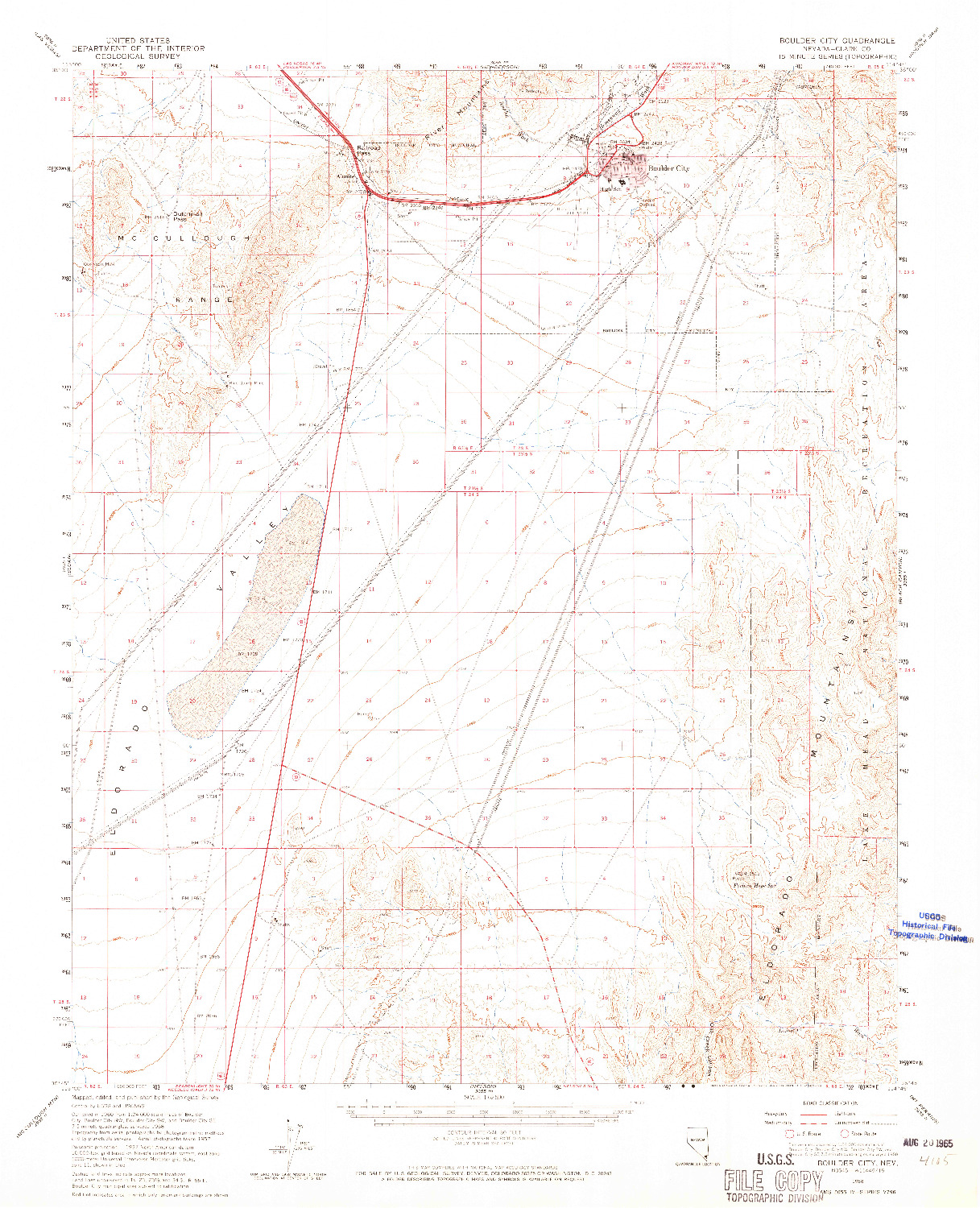 USGS 1:62500-SCALE QUADRANGLE FOR BOULDER CITY, NV 1958