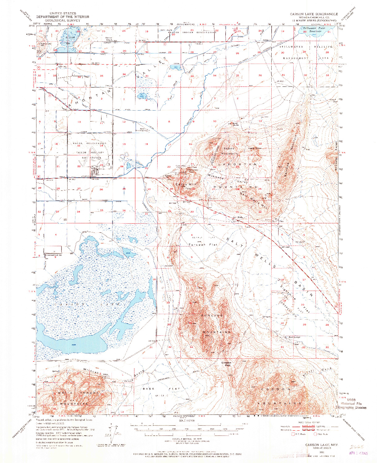 USGS 1:62500-SCALE QUADRANGLE FOR CARSON LAKE, NV 1951