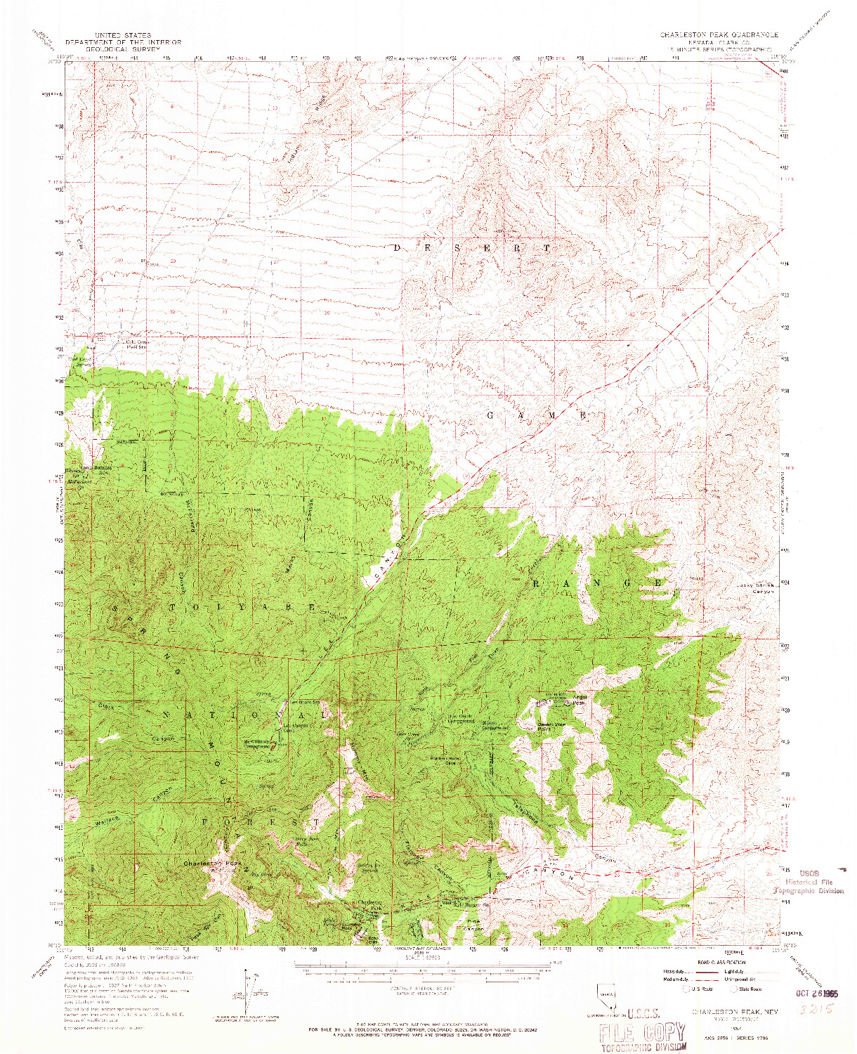 USGS 1:62500-SCALE QUADRANGLE FOR CHARLESTON PEAK, NV 1957