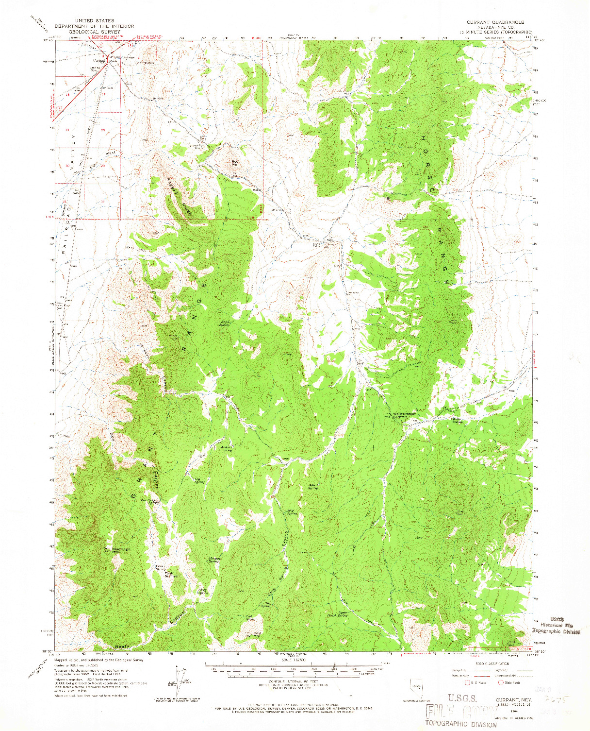 USGS 1:62500-SCALE QUADRANGLE FOR CURRANT MTN, NV 1964