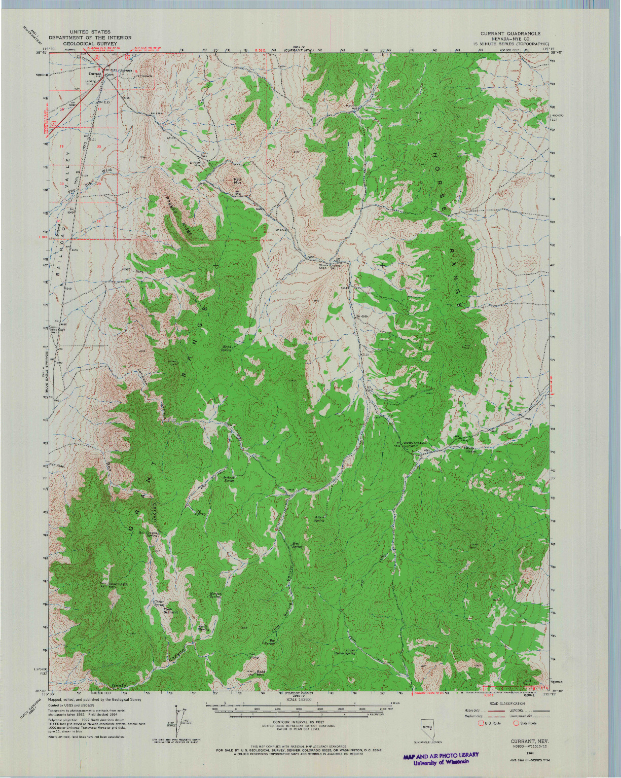 USGS 1:62500-SCALE QUADRANGLE FOR CURRANT, NV 1964