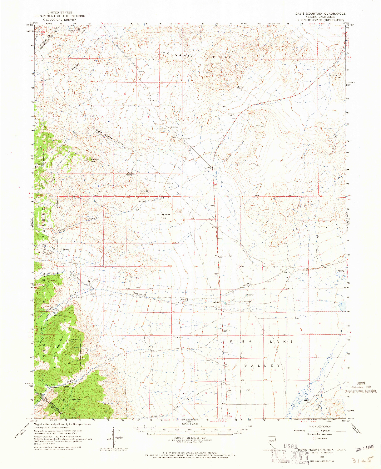 USGS 1:62500-SCALE QUADRANGLE FOR DAVIS MOUNTAIN, NV 1963