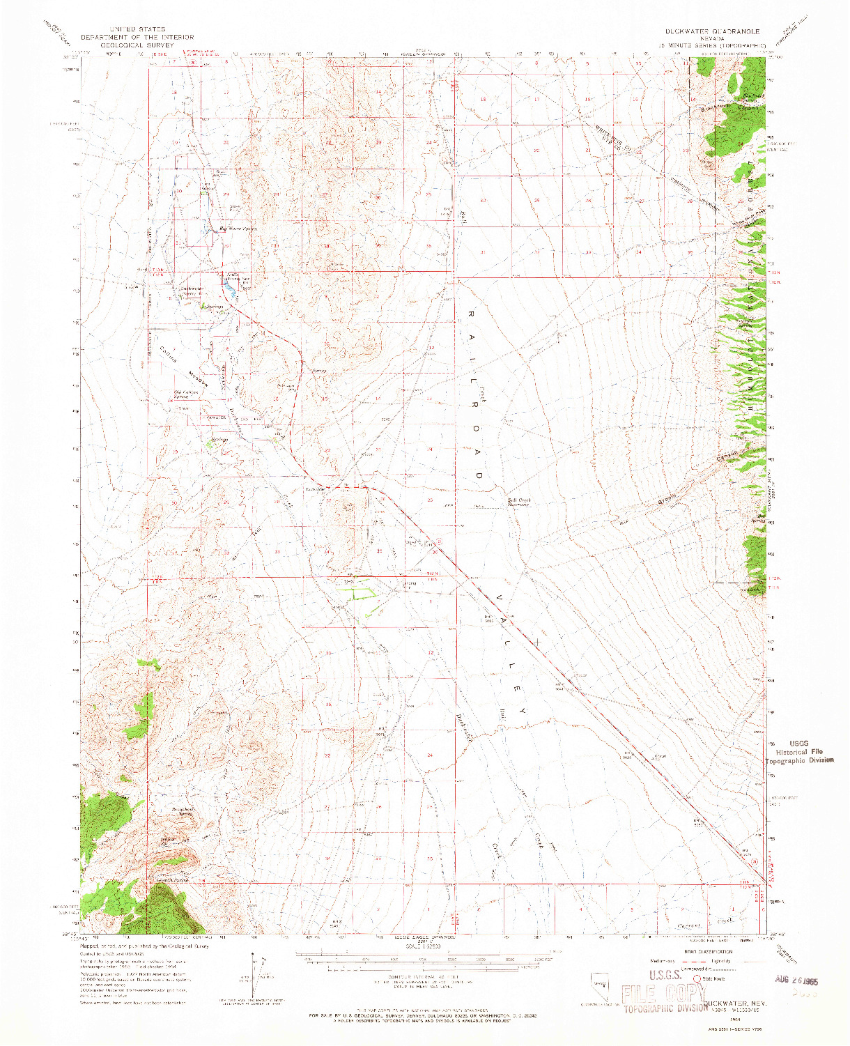 USGS 1:62500-SCALE QUADRANGLE FOR DUCKWATER, NV 1964