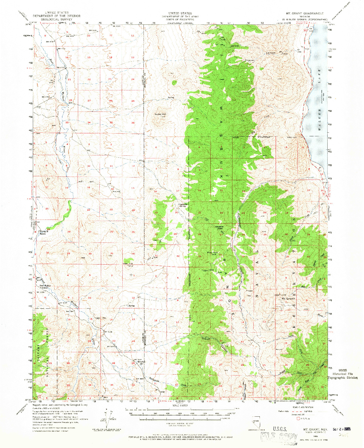 USGS 1:62500-SCALE QUADRANGLE FOR MT. GRANT, NV 1956