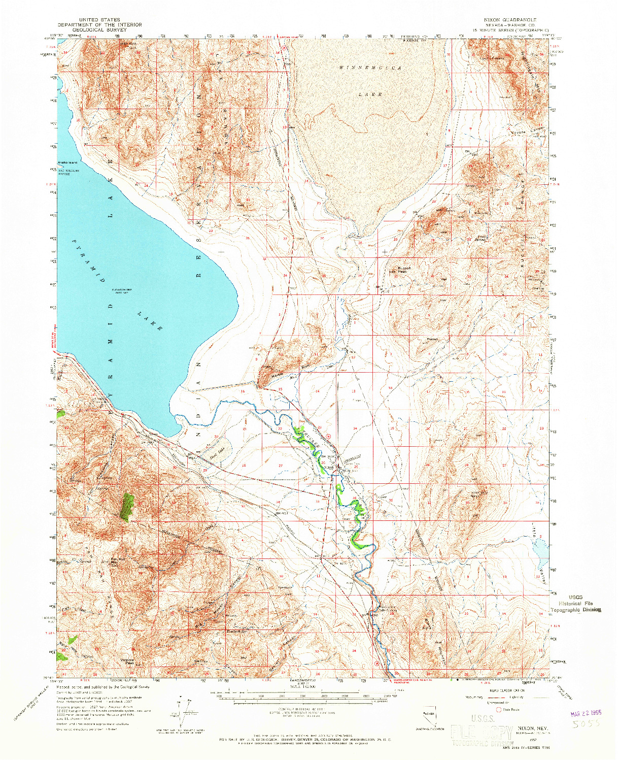 USGS 1:62500-SCALE QUADRANGLE FOR NIXON, NV 1957