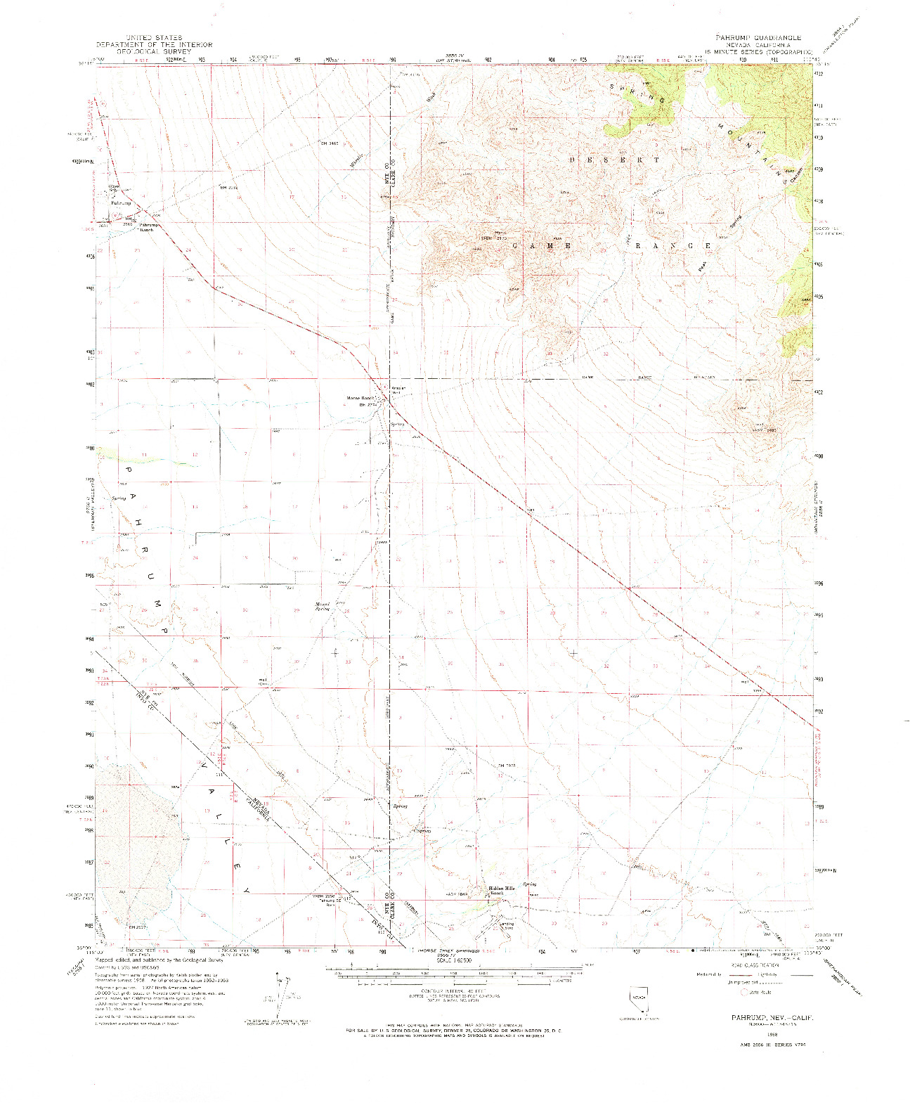 USGS 1:62500-SCALE QUADRANGLE FOR PAHRUMP, NV 1958