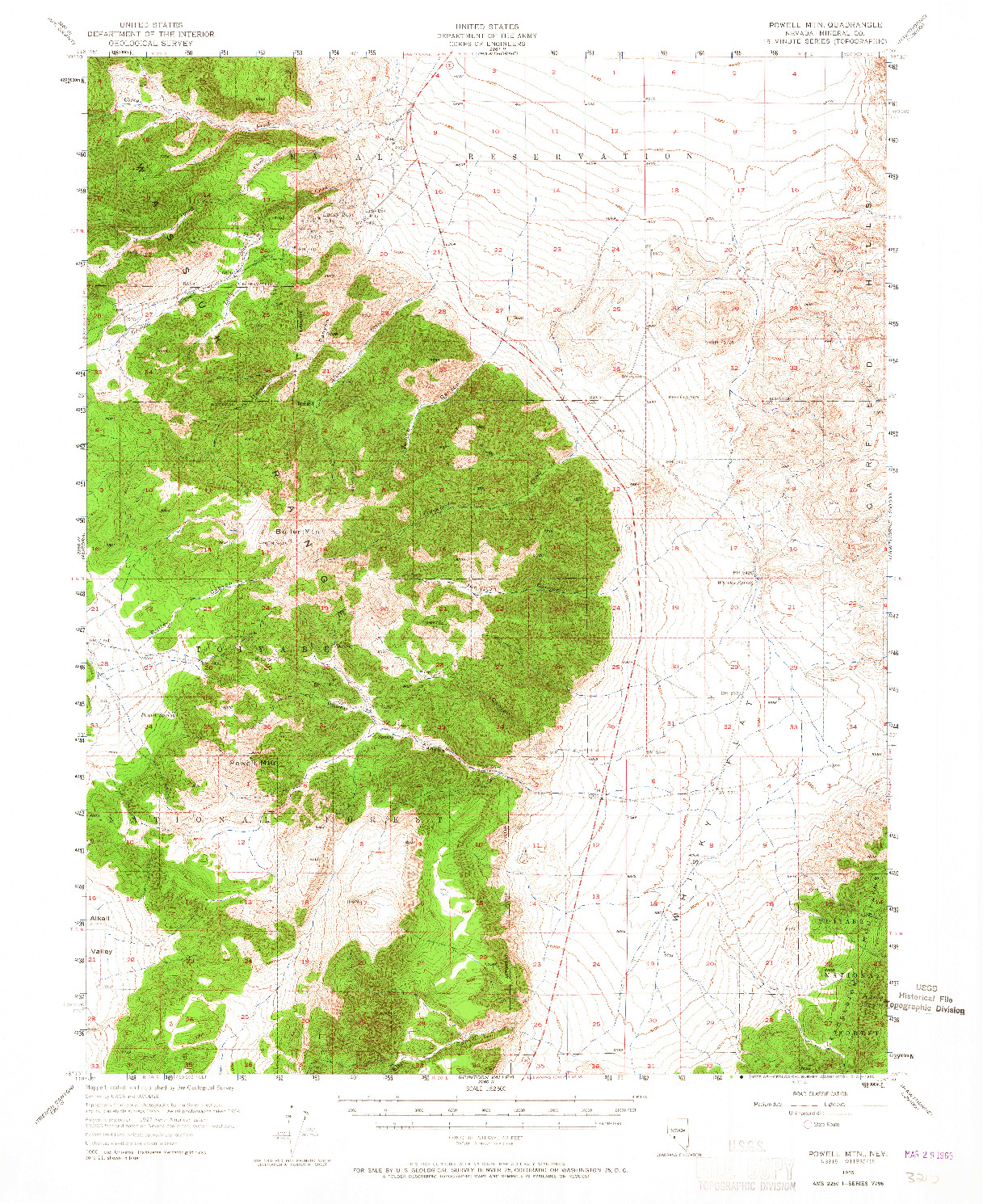 USGS 1:62500-SCALE QUADRANGLE FOR POWELL MTN, NV 1955