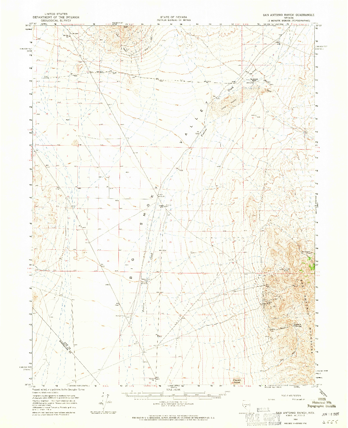 USGS 1:62500-SCALE QUADRANGLE FOR SAN ANTONIO RANCH, NV 1964
