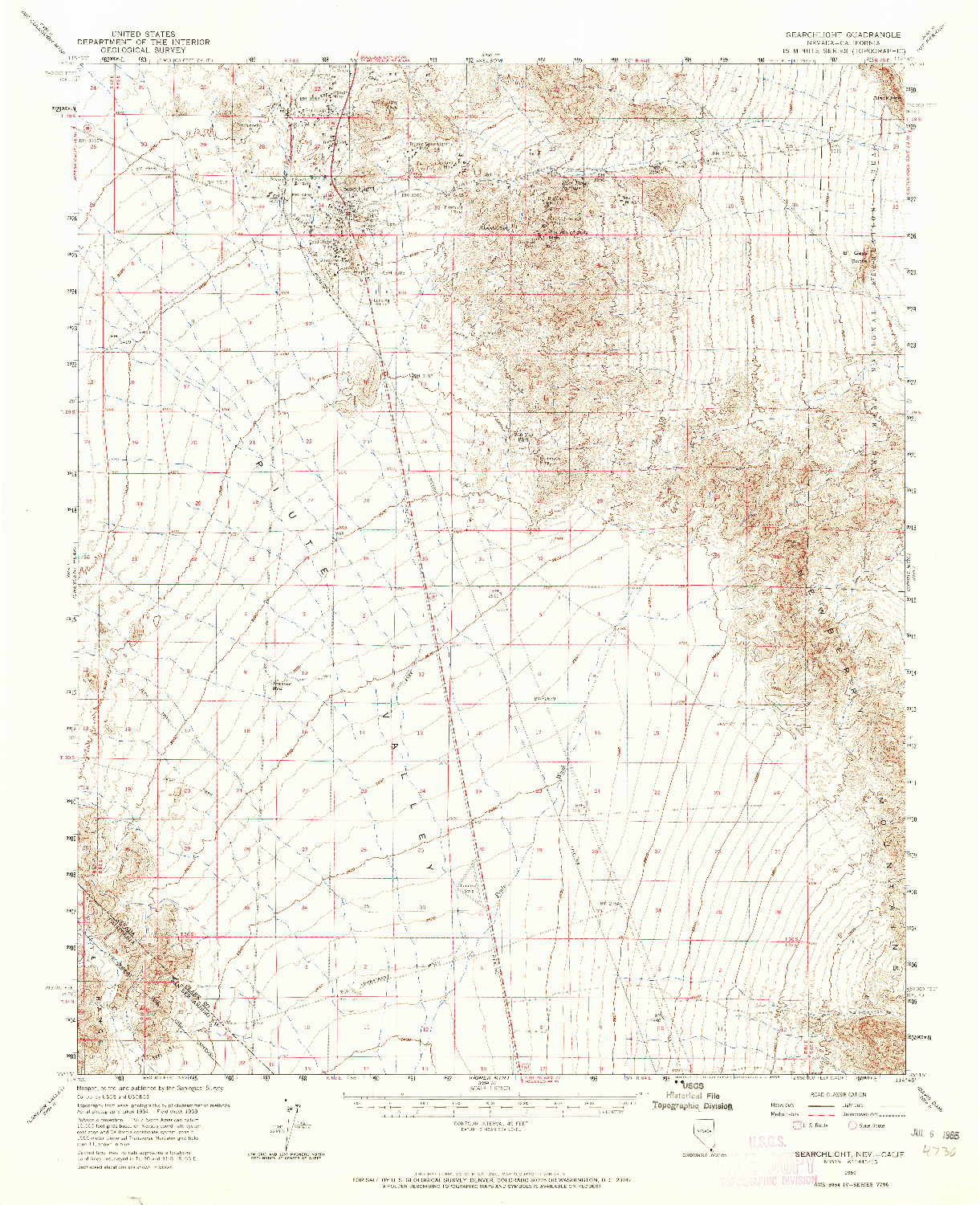 USGS 1:62500-SCALE QUADRANGLE FOR SEARCHLIGHT, NV 1959