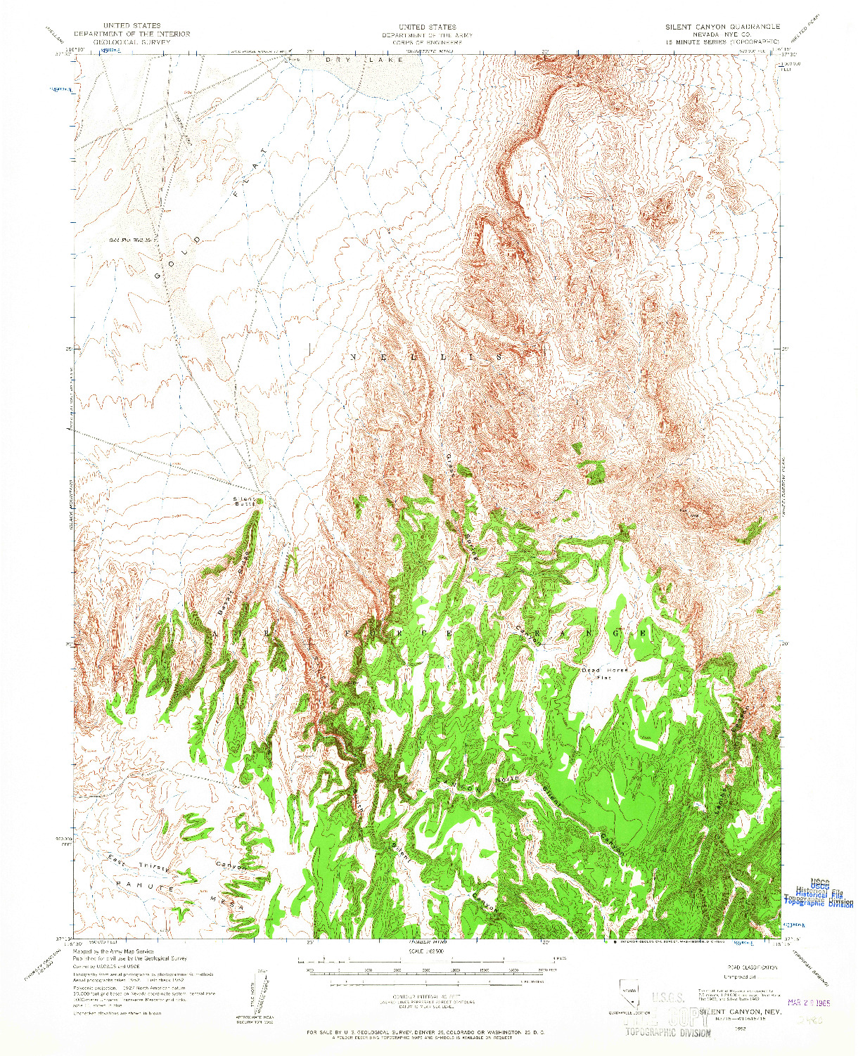 USGS 1:62500-SCALE QUADRANGLE FOR SILENT CANYON, NV 1952