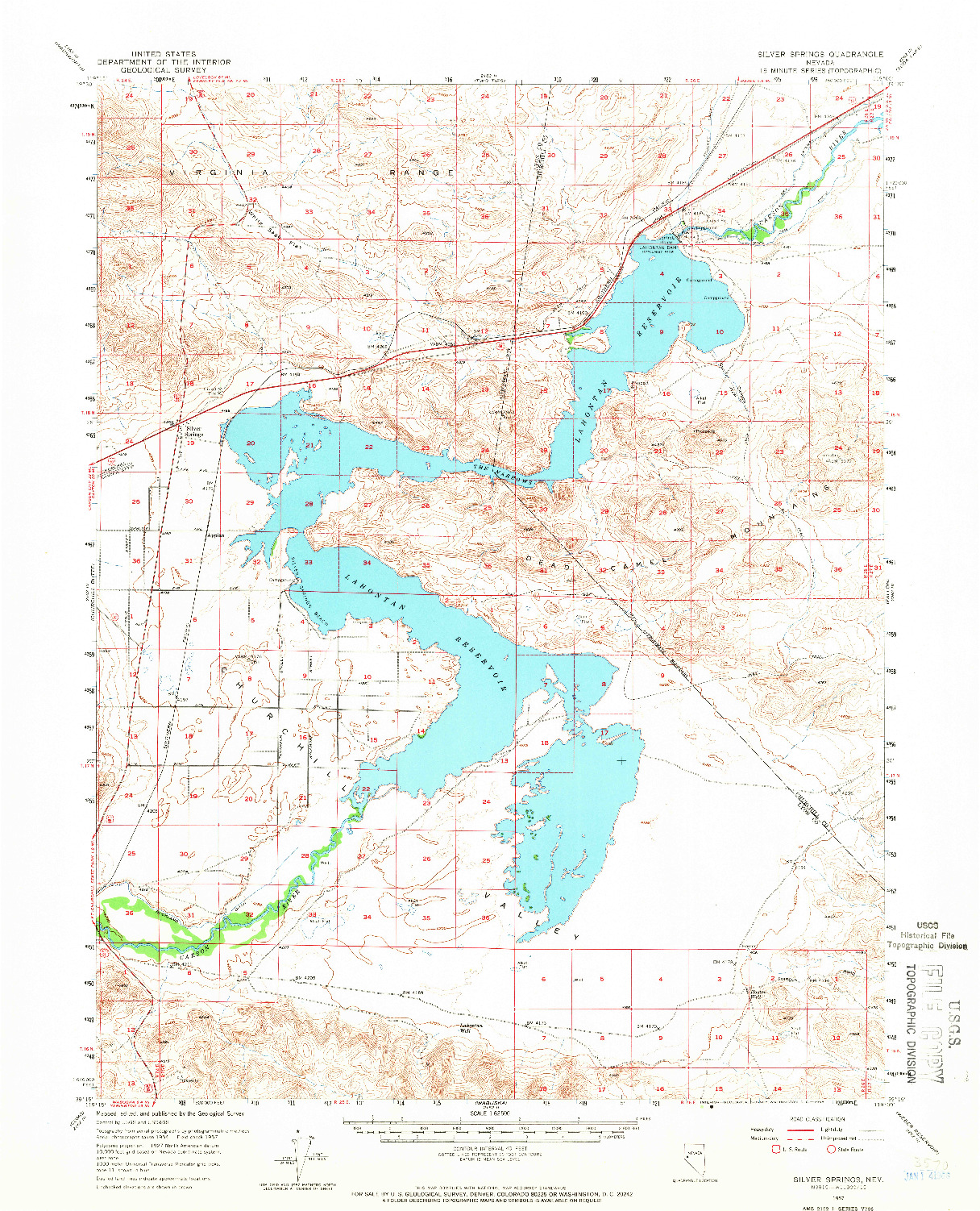 USGS 1:62500-SCALE QUADRANGLE FOR SILVER SPRINGS, NV 1957