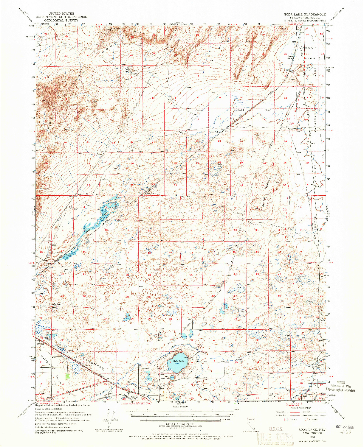 USGS 1:62500-SCALE QUADRANGLE FOR SODA LAKE, NV 1951